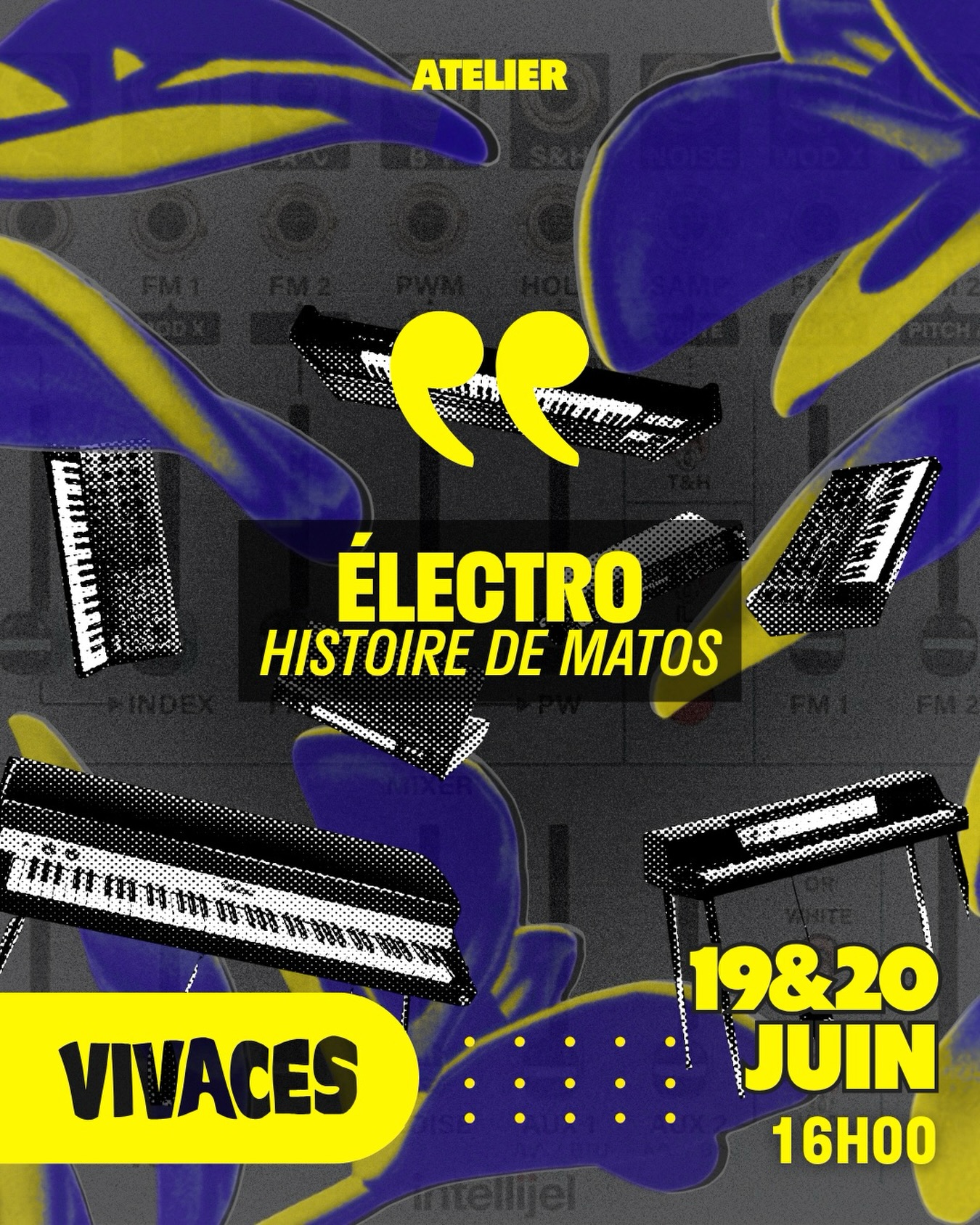 IL RESTE DES PLACES • LIEN EN BIO
l’Histoire de la musique électronique à travers les différents procédés et instruments qui l’ont construite.
Les participants auront l’occasion de manipuler le matériel.
Un atelier animé par François Méric