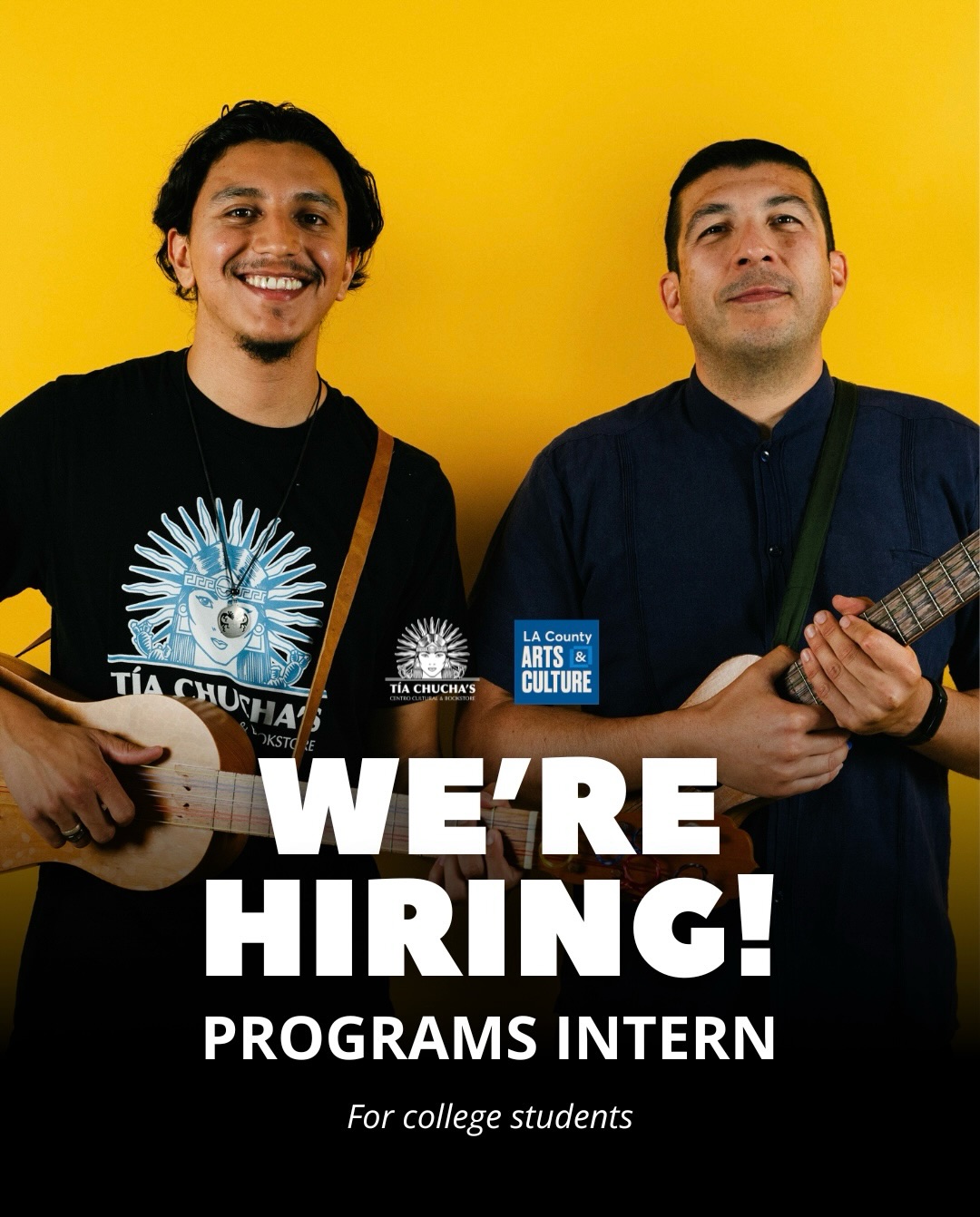 ⭐️ CALLING ALL COLLEGE STUDENTS! ⭐️ Tia Chucha’s Centro Cultural & Bookstore in collaboration with LA County Arts & Culture, is looking for a Summer Arts Programs intern. Be part of our team this summer and learn about get a first hand experience on how a arts nonprofit runs and provides year round programs for an intergenerational community in the San Fernando Valley! This is a paid internship!
**Please review the eligibility page on the LA County Arts & Culture webpage and carefully review how to apply through the link in our bio **