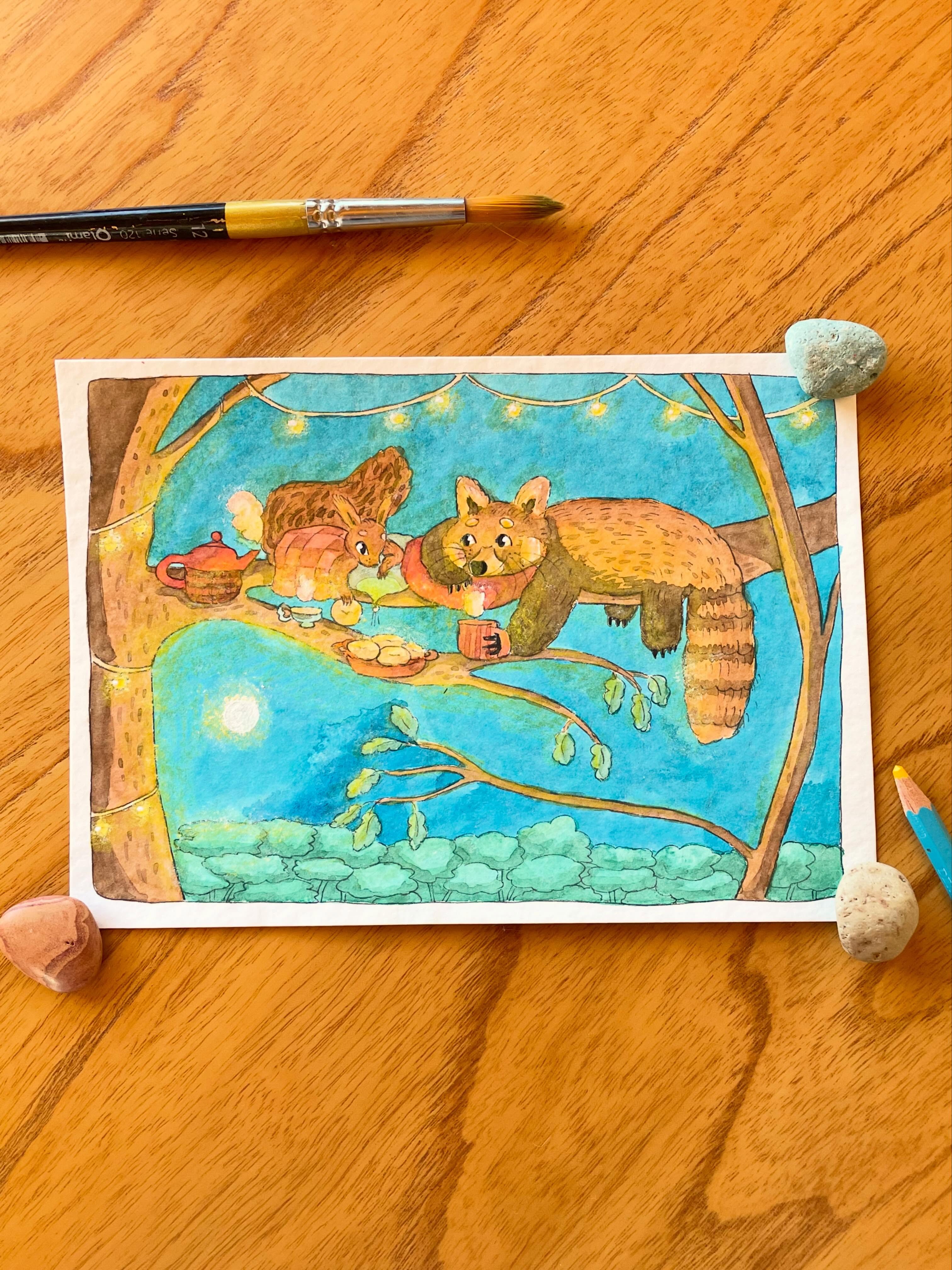 My second entry for #animalfriendsartchallenge challenge
This time it’s a squirrel & red panda sleepover 😊✨!
I think it’s a best friend girl talk kind of sleepover with tea and cookies and secrets 🤭!
Thank you to the hosts!
@tatjanabeimler_illustration @sarafandrey_illustrations
@yana_kozak_illustrator
@dogwoodfinch
@olga.strobel
@moniquedong
@illustration_best
#animalfriendsartchallenge2026 #redpandaillustration #animalfriendschallenge #childrensbookillustration