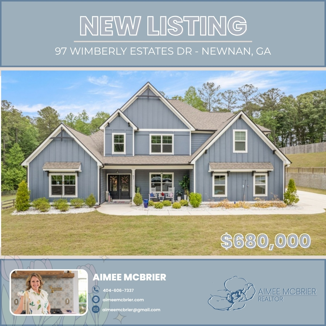 ‼️FOR SALE‼️
🏠 97 WIMBERLY ESTATES DR
🛌 4
🛀 4
📐 3,702 SQ FT
💰 $680,000
From the moment you pull into the driveway, this stunning property immediately feels like home. Step through the front doors and into a light-filled open floor plan where every space was designed for gathering, entertaining, and making memories. The heart of the home is the beautifully designed chef's kitchen, where crisp white cabinetry, sleek countertops, stainless steel appliances, and oversized pendant lighting create a clean yet inviting atmosphere. Can you imagine eating breakfast at this expansive island? It naturally becomes the centerpiece for morning coffee, after-school conversations, holiday baking, and evenings spent hosting family and friends. Flowing seamlessly into the dining and living areas, the open-concept layout allows everyone to feel connected while still offering plenty of room to spread out and relax. Just beyond the kitchen, the spacious living room invites you to slow down and stay awhile. Towering ceilings and oversized windows flood the space with natural light, while the stunning fireplace creates the perfect focal point for cozy movie nights, quiet mornings, or entertaining guests during every season. The airy layout gives the home a luxurious feel while still maintaining the comfort and warmth that make everyday living effortless. At the end of the day, the primary suite becomes a private retreat designed for rest and relaxation. The oversized bedroom offers tray ceilings, soft natural light, and enough space to create your own peaceful sitting area. Connected to the suite is a spa-inspired bathroom featuring a soaking tub, oversized tiled shower, expansive double vanity, and elegant finishes that create a calming, retreat-like atmosphere. The custom walk-in closet feels straight out of a luxury boutique, complete with built-in shelving, spacious drawers, dedicated shoe storage, and a center island that brings both beauty and functionality to everyday routines. Upstairs, the versatile flex space offers endless possibilities to fit your lifestyle.
#newnanrealestate #georgiamls #aimeemcbrier #aimeemcbrierrealty #pathfinderrealty #ncbor #cowetacountyga