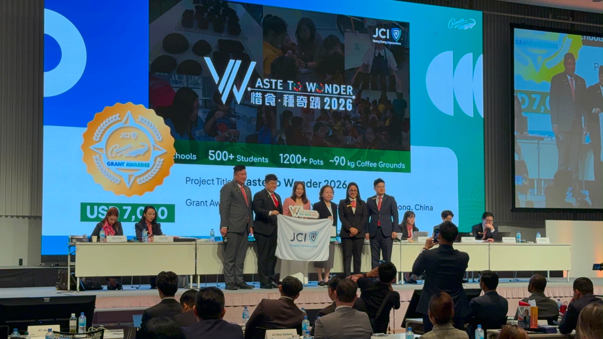 🎉 BIG MOMENT FOR US IN ASPAC JAPAN! 🇯🇵✨
Our project, Waste to Wonder 2026 惜食·種奇蹟, has just been named a Global Top 10 Winner of the prestigious JCI Crocodile Foundation Ltd. SDG Community Grant! 🏆🌱
The exciting news was officially unveiled and celebrated on stage at General Assembly I during JCI ASPAC in Niigata, Japan —a truly unforgettable moment for the entire JCI Hong Kong Jayceettes team! 🌟
Securing this landmark USD 7,000 grant is a huge milestone. The JCI Crocodile Foundation Grant is all about backing high-impact initiatives that tackle real community challenges. For us, this funding means more resources to empower young changemakers, champion the UN Sustainable Development Goals (UNSDGs), and drive measurable, long-term environmental and social progress globally. 🌍💪
A heartfelt thank you to JCI Crocodile Foundation for recognizing our mission and investing in youth-led, sustainable community action. We are ready to make every single dollar count! 🚀💚
#JCIHongKongJayceettes #WastetoWonder2026 #惜食種奇蹟 #UNSDGs