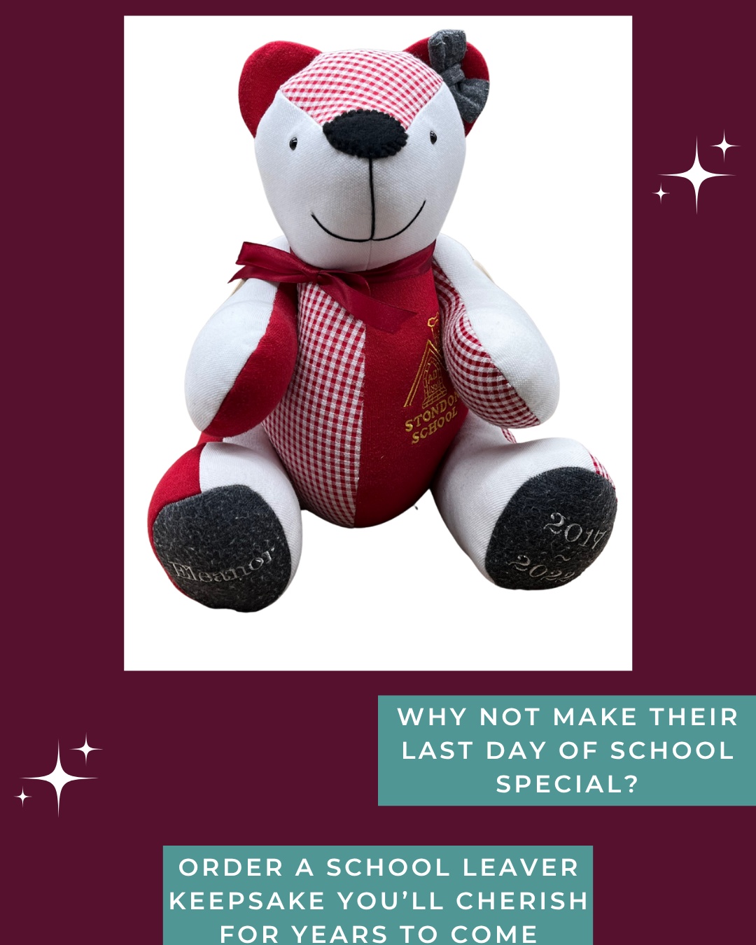Last day of school is a moment you (and they) will never forget 🎓
Make sure there's something to mark it. A bespoke keepsake bear made from their school uniform, gifted by a parent, a grandparent, or even bought by the school leaver themselves, can serve as a reminder of those early, formative school years.
Fast-tracked slots still available, so make the most of it now!��Clothes must reach me by 8th July.
Comment LEAVERS for the link.
#TracysTreasuredKeepsakes #SmallBusinessUK #PersonalisedKeepsakes #HertsCustomKeepsakes #HandmadeGiftsUK