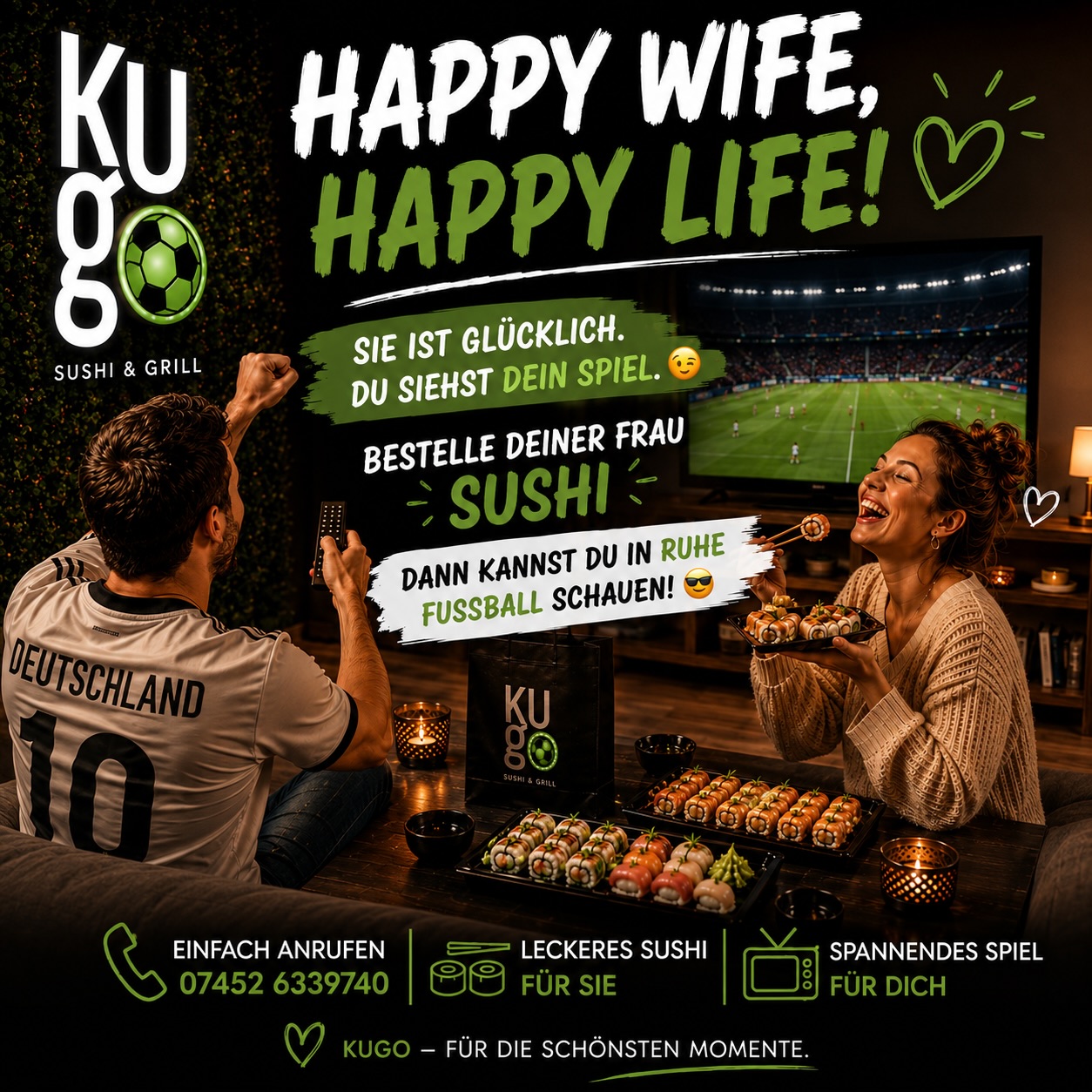 Männer, wir machen es ganz einfach. 😄
Wenn ihr in Ruhe Fußball schauen möchtet, gibt es nur eine Regel:
🍣 Erst Sushi für die Frau.
⚽ Dann Fußball für euch.
So sind alle glücklich.
Happy Wife, Happy Life. 😉
Liebe Damen, markiert euren Partner in den Kommentaren. Manche brauchen einen kleinen Hinweis, bevor das Spiel beginnt. 😏👇
#kugo #kugosushi #happywifehappylife #fußballabend #sushi sushilover nagold lieferservice dateabend sushiathome foodlover instagood nagoldliebt kugonagold
