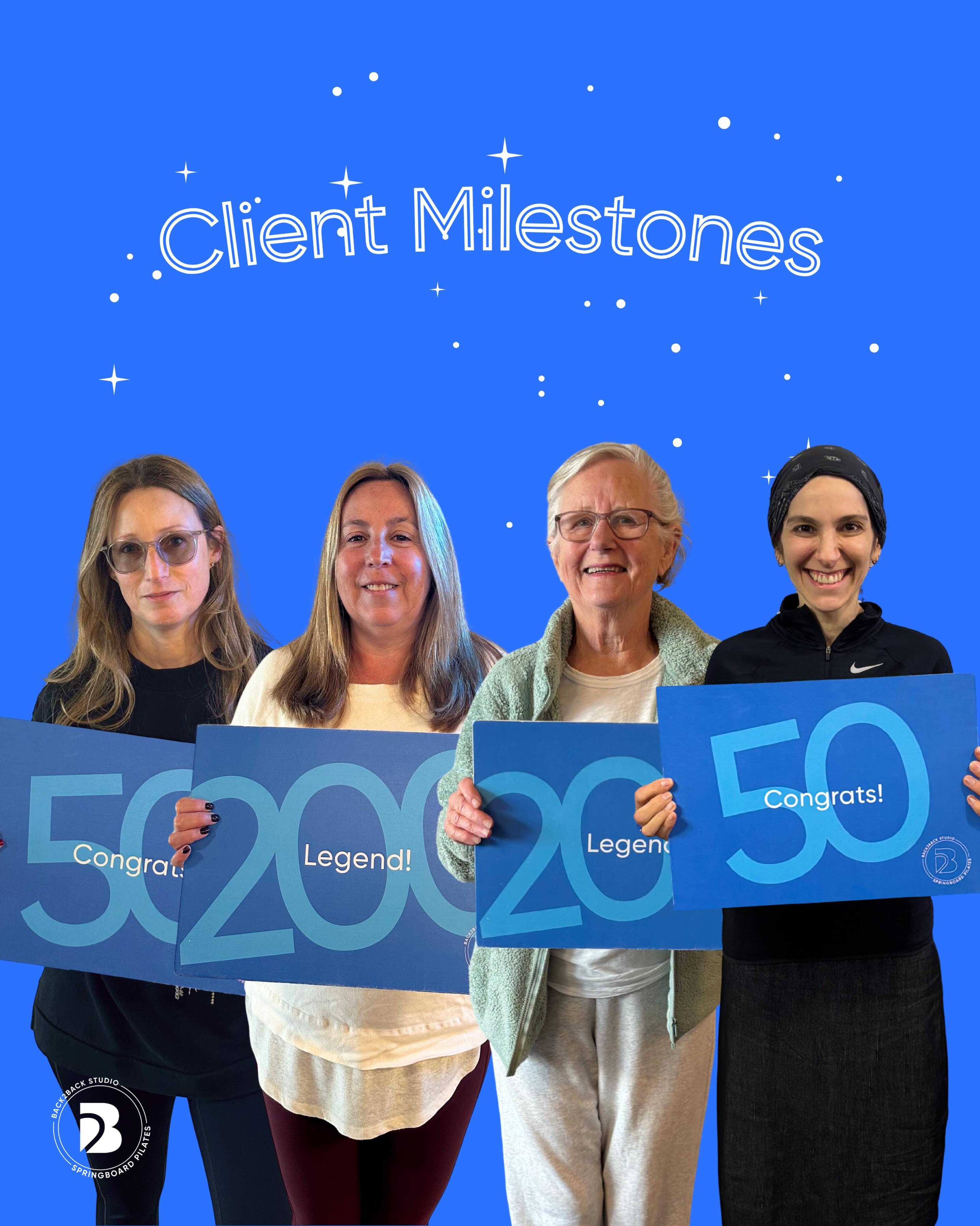 Client Milestones ⭐️
Danielle • 50 Classes 🎉
She’ll be the first to admit that sticking to a fitness routine hasn’t always come naturally, which makes reaching 50 classes even more special. We’ve loved watching Danielle grow from needing breaks in class to powering through her workouts. Always curious and eager to learn, she’s also recently earned the title of our unofficial Nordic Queen!
Fiona • 50 Classes 🎉
Although Fiona came to us with some Pilates experience, she felt she’d lost a lot of strength. Through navigating low back and hip pain, she’s continued to show up consistently and work hard. For her 50 class milestone, her only request was a plank free class, and we were happy to oblige!
Tracey • 200 Classes 🎉
Tracey’s humour and easy going nature make her a joy to have in the studio. A regular member of the Saturday crew, she’s built wonderful friendships within our community. Pilates helps her manage her hypermobility and stay strong, and even recent shoulder and wrist injuries haven’t slowed her commitment to showing up each week.
Lencia • 200 Classes 🎉
Our Dancing Queen of Balance class, Lencia always brings joy to the room, often dancing her way through her balance drills. Kind, gentle and friendly, she’s formed many meaningful connections at the studio, and we’re so proud to celebrate her 200 class milestone.
Congrats to these ladies and everyone who’s celebrated some wins in the last few weeks! 💕