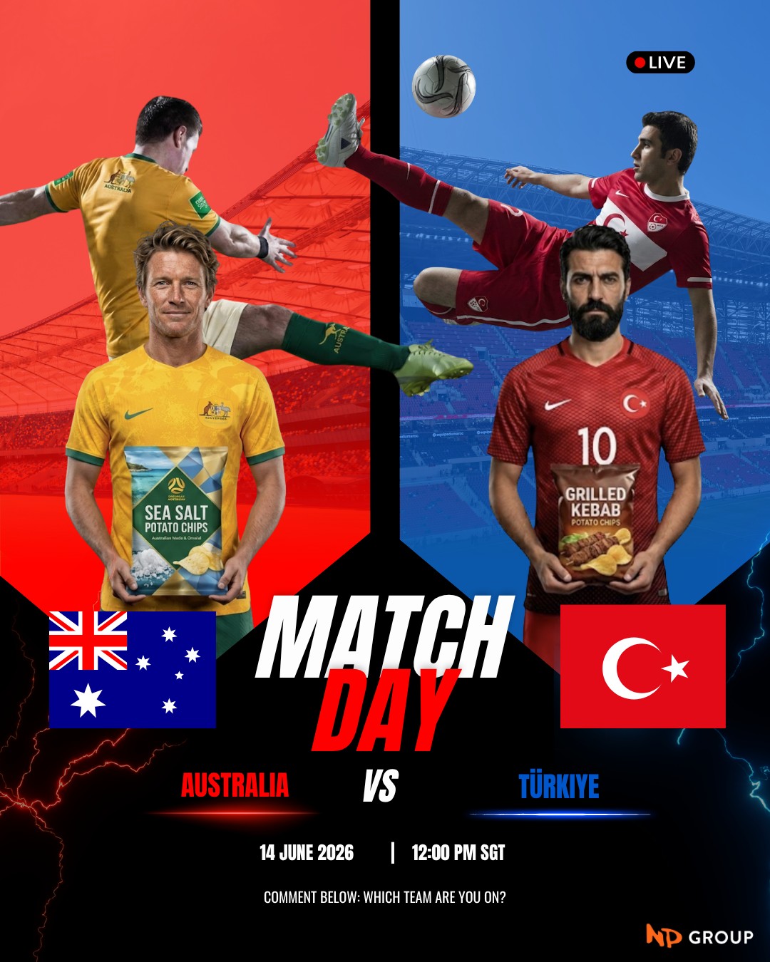 🇦🇺 From the Beacons to the Bazaars! 🇹🇷
Today's match brings two completely different worlds together on the pitch!
Australia keeps it clean, crisp, and classic with Sea Salt potato chips 🇦🇺🌊. Across the field, Türkiye turns up the flavour with the aromatic, savoury perfection of Grilled Kebab potato chips 🇹🇷🍢.
Are you sticking with the timeless classic, or are you craving that grilled kebab spice?
Comment below: Which team are you on?
#NPFoods #FIFA2026 #B2BManufacturing #ProductDevelopment #SnackTrends