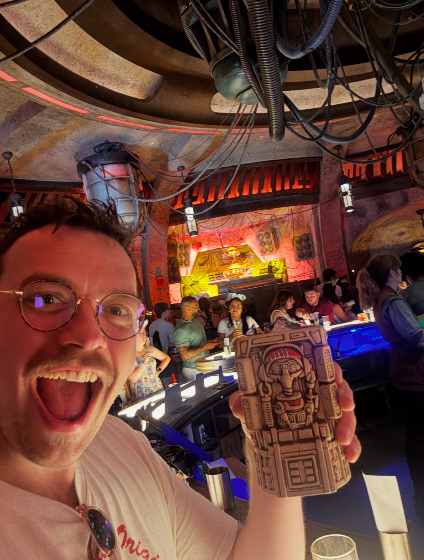 I have returned and finally recovered from jet lag after our family trip to Florida. I want you to know how seriously I take research for shows about theme parks, that I will selflessly and with no joy to myself return to my old employer at Walt Disney World (this was planned before ACE funding and didn’t use any of that for this so don’t come for me D*ily M*il)
A great time with lots of photos of my kids which I don’t share on here, but please enjoy these selections where I looked like a deranged man pretending he was on a solo trip surrounded by relations.
1. A Starwars drink from the robot voiced by Paul Reubens (DJ r3x 4 lyf)
2. Me and my mum went on a behind the scenes tour of some greenhouses in EPCOT that was GREAT
3. Shout out to the best comic strip of all time
4. Just a gorilla giving side eye (photoshopped out the ciggie in honour of wdw marketing)
5. My brother spinning tea cups was the most intense ride
6. An animatronic gorilla responding the the other gorillas side eye
7. The best purchase of the trip
8. A sad farewell to the Lost Continent, rest in peace sweet prince