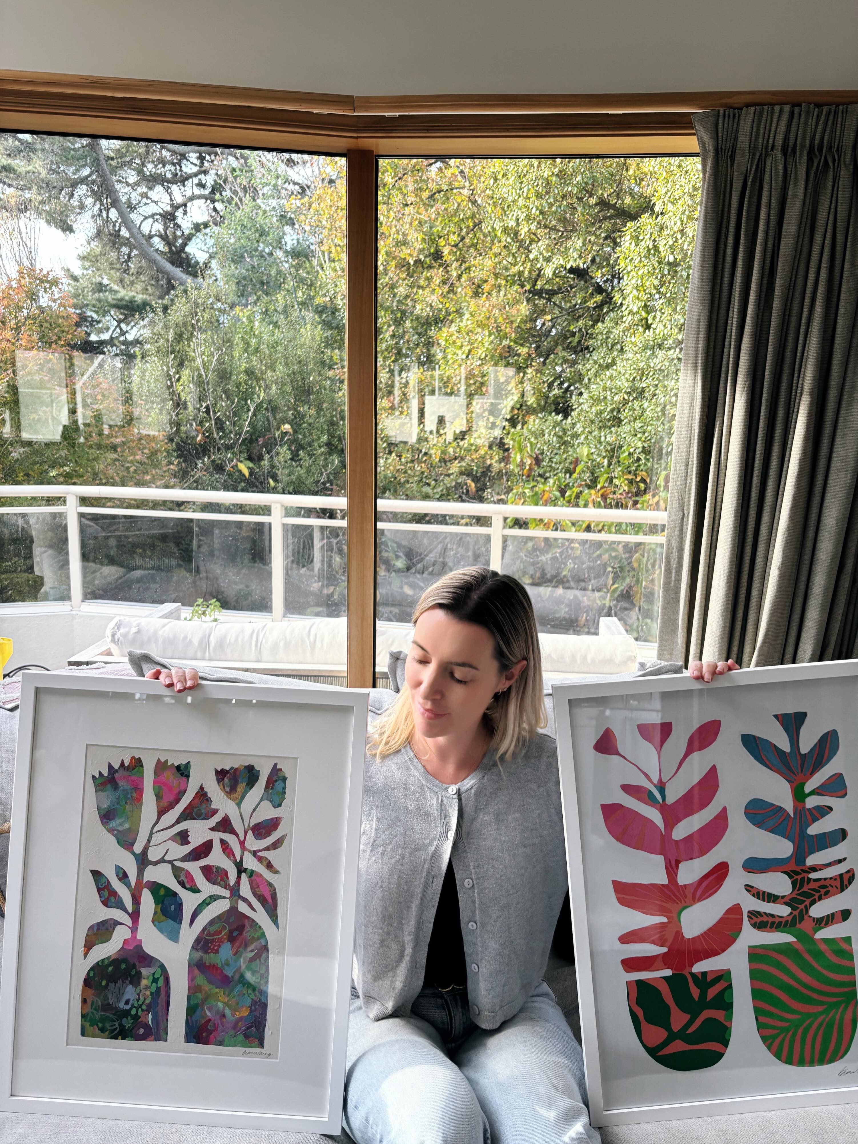 I’ve been meaning to share these two framed works that I sent off to a wonderful customer (also one of my artmail club members 🥰)
The one on my left was an original painting on canvas that I framed and matted, and on the right was one of my limited edition prints (from an original painting)
How cool do they look together!
Prints still available for A Perfect Pair (right) x