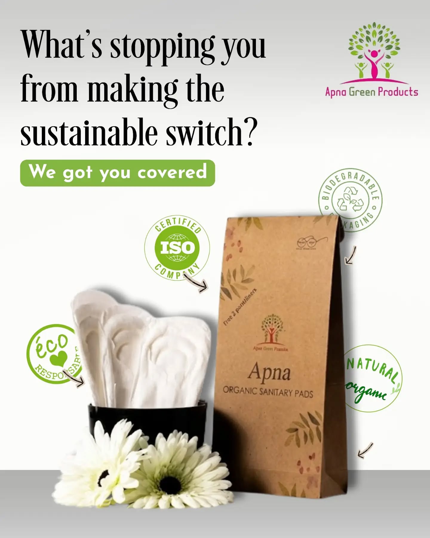 What’s stopping you from making the sustainable switch? 🌍✨
Periods are natural, so your period care should be too. Apna Organic Sanitary Pads are designed with your health and the planet in mind.
🌱 Natural & Organic 📦 Biodegradable Packaging ✅ ISO Certified Quality 💚 Eco-Responsible
Make the switch today because you—and the Earth—deserve better.
We've got you covered! 🫶
Shop Now: Link in bio / www.apnagreen.com
Contact us: +91 9985489681
#ApnaGreen #OrganicPads #BioDegradable #WomensComfort #SelfCareFirst
EcoFriendlyLiving MenstrualHygiene StrongWomen