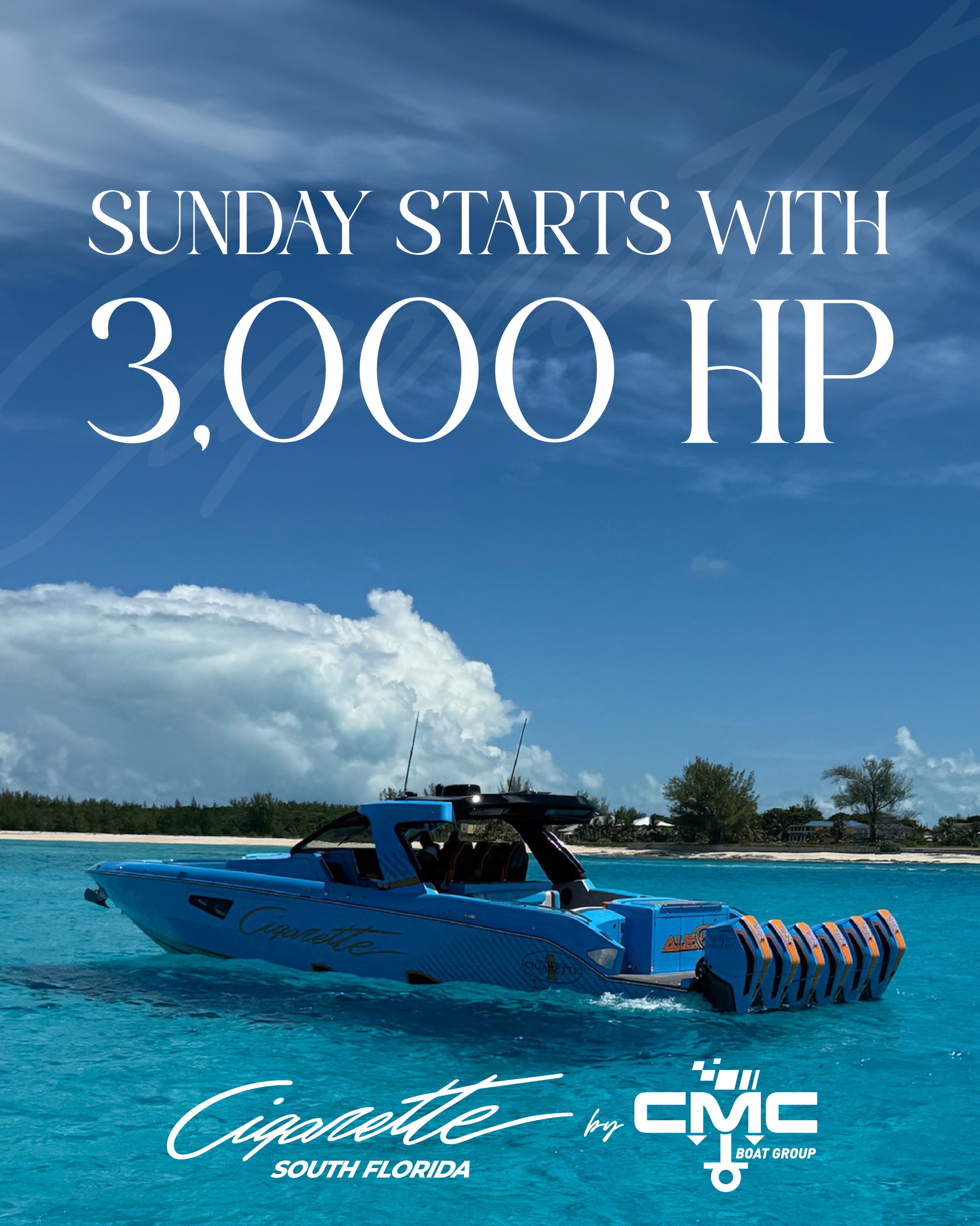 Sunday starts with 3,000HP...
Bring home a 52' Thunder today!
📍 Cigarette South Florida – 2640 S Bayshore Dr Suite 206 Miami, FL 33133
📍 SLT Collection - 1050 W Sunrise Blvd Fort Lauderdale, FL 33311
Cigarette South Florida – (954) 909-5480
#CigaretteSouthFlorida #CigaretteRacingTeam #WallyCastroMarine #sltfortlauderdale #CMCBoatGroup