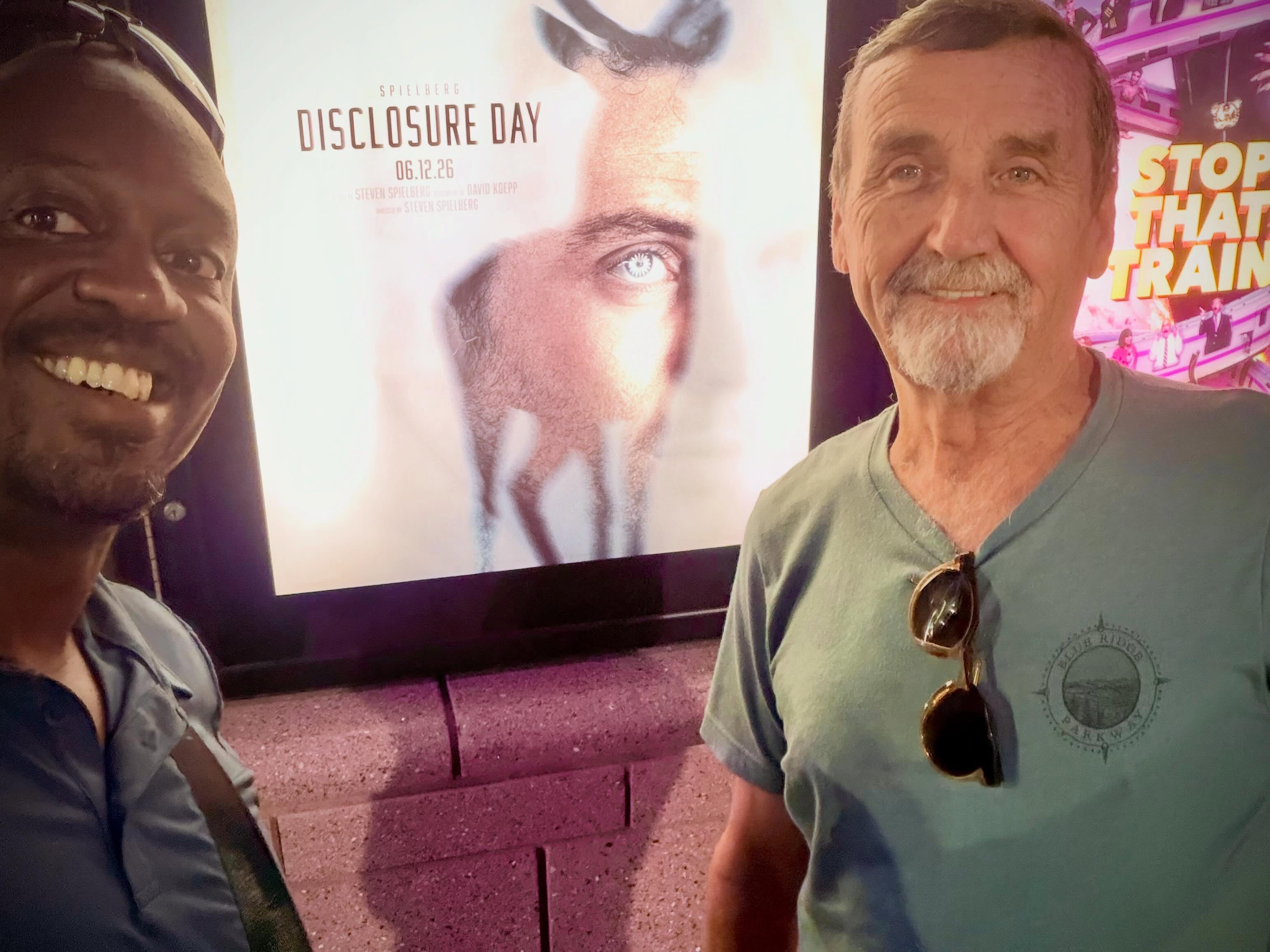 Good to have a night out with my close friend Chris to see Disclosure Day. Just two Fayetteville peps out on the town. Seems we both have an important role to play in something amazing. Spending time with him always reminds me of this.