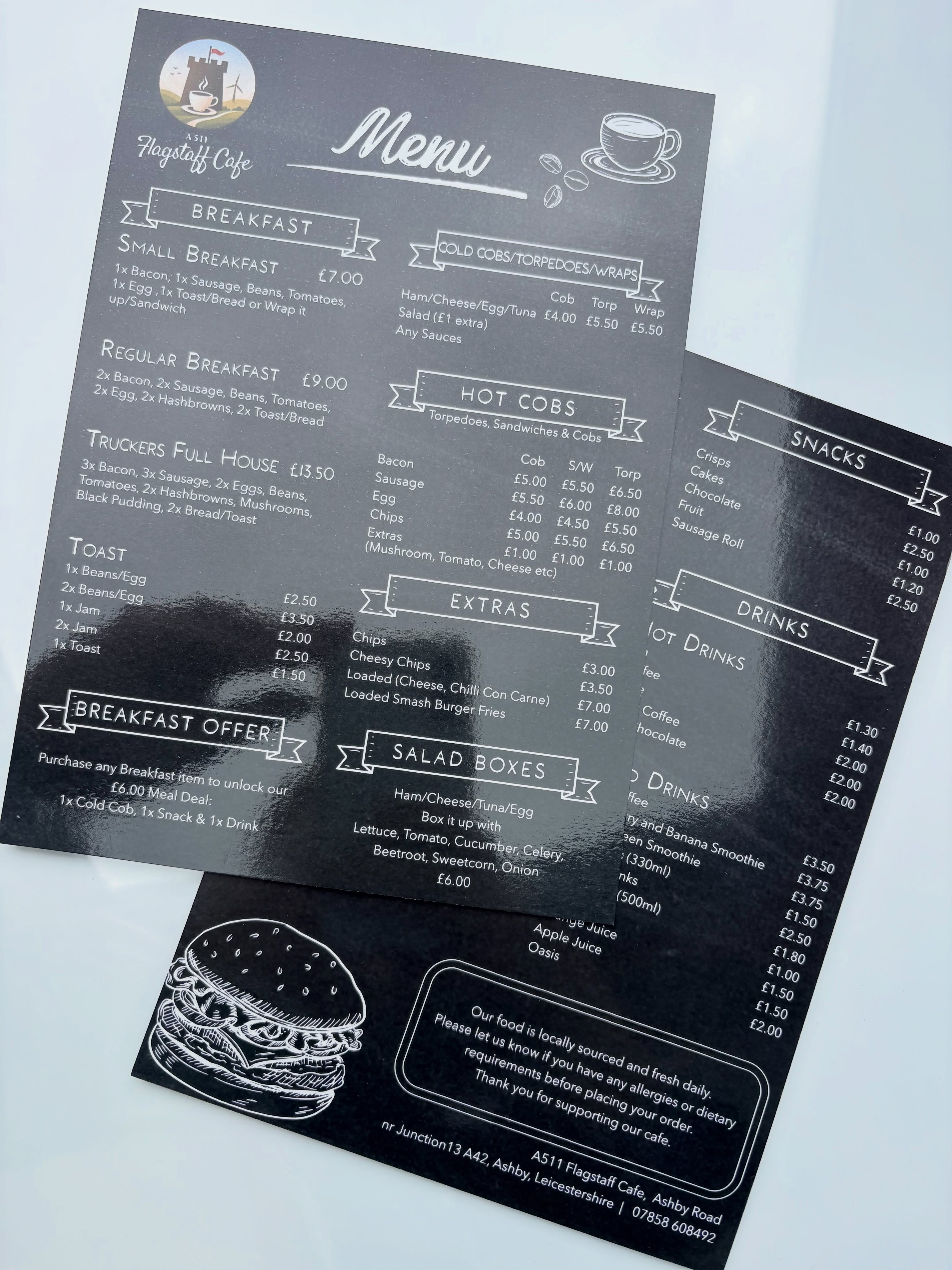 Menus designed and printed for a local cafe 🖤