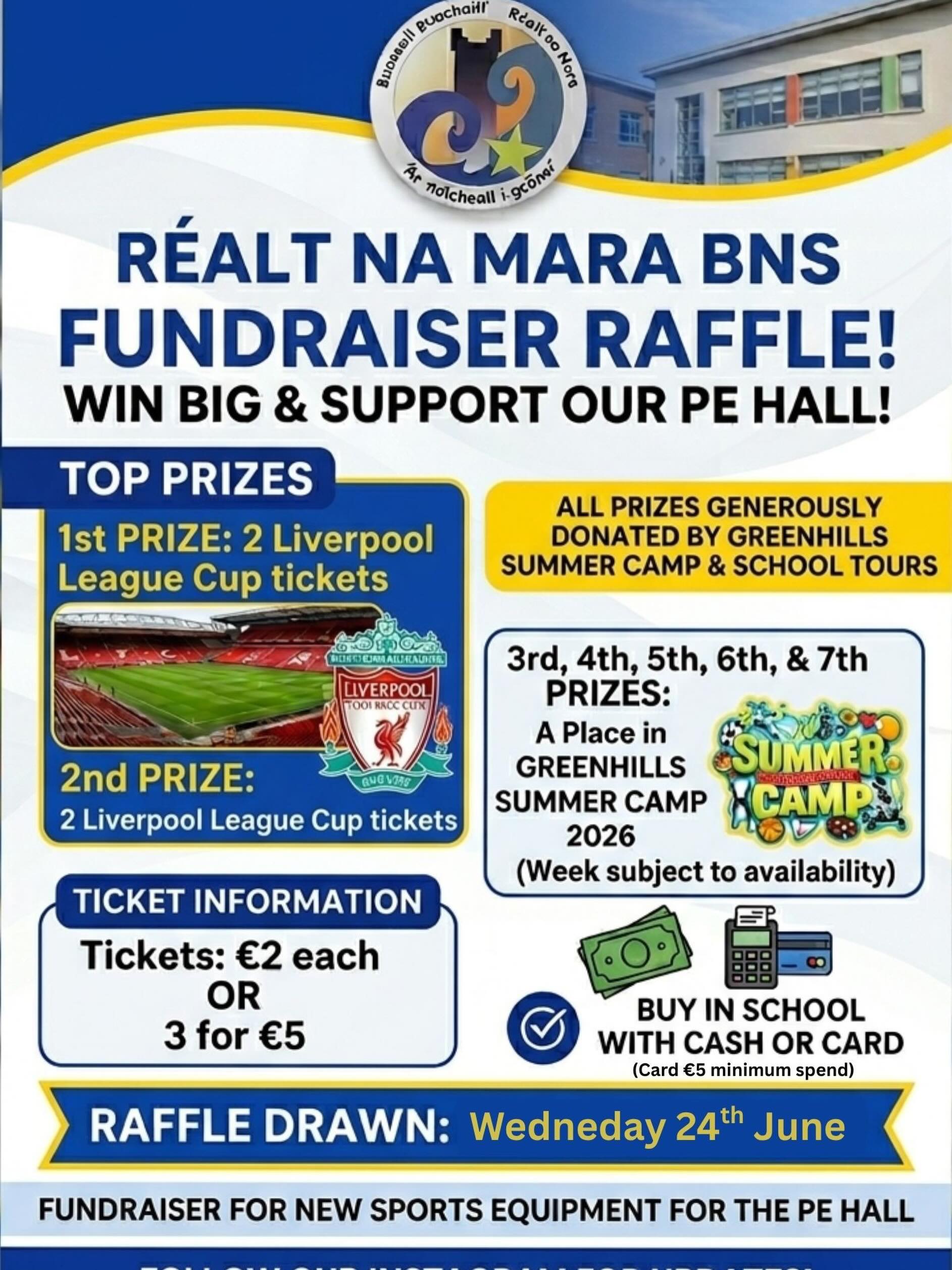 Check out the exciting news about fantastic prizes in our new raffle. Tickets on sale from tomorrow! Best@of luck to all! #raffleprizes #communitymatters #fundraiser