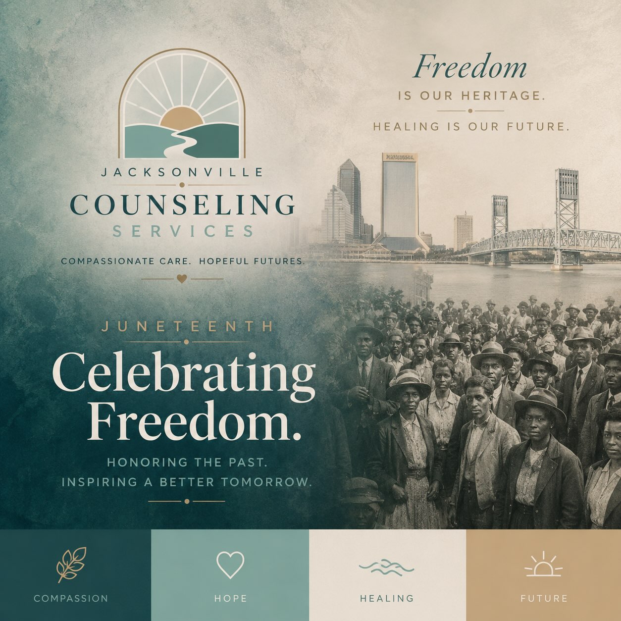 Juneteenth
Today we honor Juneteenth. A day that marks the end of slavery in the United States and celebrates the enduring pursuit of freedom, dignity, and hope.
As we reflect, we are reminded that true freedom brings hope, healing, and restoration and in Christ, we find a freedom that transforms the heart.
Freedom. Hope. Healing.