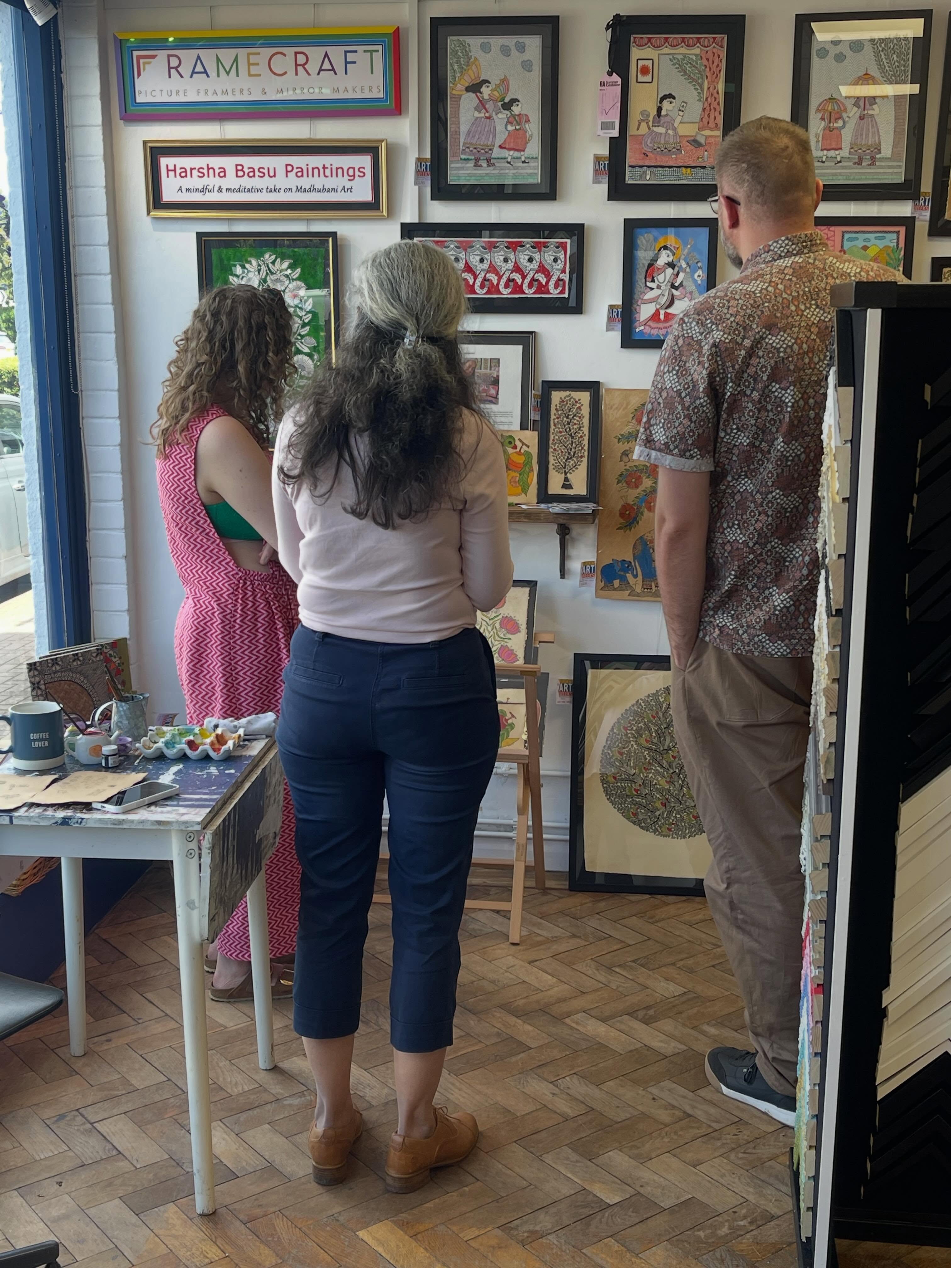Lots of visitors to Harsha on Saturday for Bucks Art Week. Her Beautiful work remains on sale here a FrameCraft