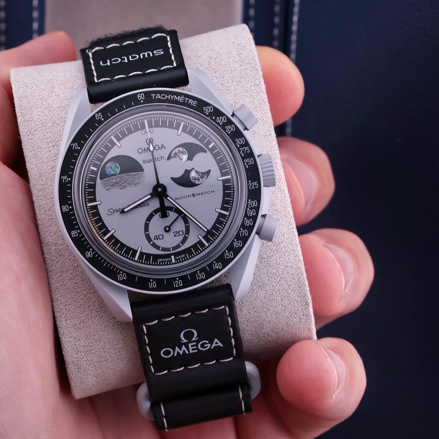Spent twenty minutes digging through my camera roll for these #speedytuesday shots, and the only thing I found faster than my plastic Swatch x Omega Speedy was the realization that maybe… it’s time to upgrade. 🌍
The MoonSwatch Mission to Earthphase still earns its spot, though. Bioceramic, plenty of Speedmaster DNA, and an earth phase indicator whose oceans actually glow blue in the dark — Swatch flipped the moonphase script and showed us how Earth looks from the Moon. For $325, that’s a lot of cosmic charm on the wrist.
But let’s be honest. Every #speedmastertuesday I post one of these, a little voice whispers “you know they make this in stainless steel, right?” The dot-over-ninety is calling. The hesalite is calling. My bank account is pretending not to hear.
One small step for the wrist, one giant leap for my watch fund. 🚀
⌚️: @swatch x @omega MoonSwatch Earthphase
#speedmaster #omega #moonswatch