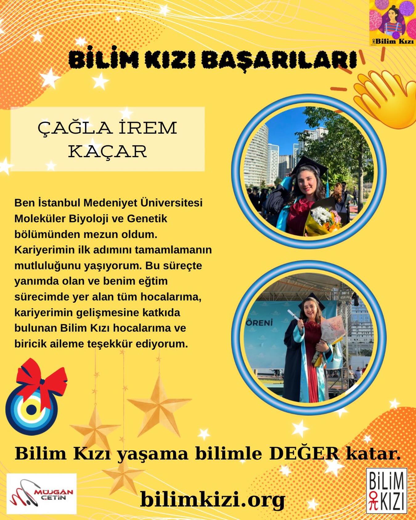 #bilimkızı başarılarını paylaşmak en sevdiğimiz şeylerden biri hele ki #mezun olduklarında 🙏 @caglairemkacar da bize bu gururlu mutluluğu yaşattı. 👏👏👏🧿🧿🧿sevinçle duyuyorum.