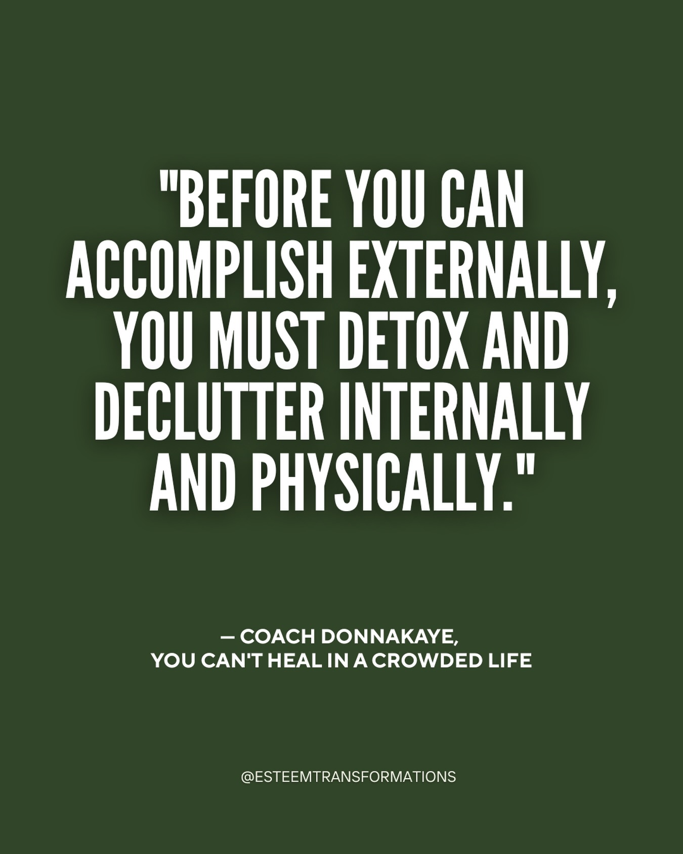 "Before you can accomplish externally, you must detox and declutter internally and physically."
read that again.
because we're out here chasing goals, building plans, pushing harder — and wondering why nothing is sticking.
it's not a hustle problem. it's a foundation problem.
you can't pour from a toxic cup. you can't build on a cluttered life. the detox has to happen from the inside out — mind, body, environment — before the external results can follow.
this is what the book is about. link in bio.