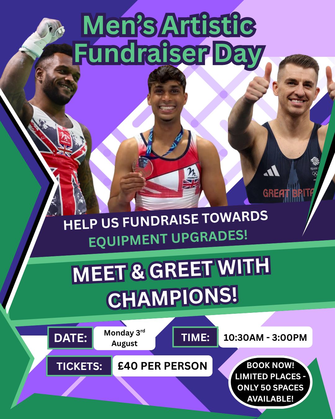 MEN’S ARTISTIC FUNDRAISER DAY!
We are thrilled to announce our upcoming Men’s Artistic Fundraiser Day! Help us raise funds for vital new equipment to elevate our training and support our incredible MAG gymnasts. This is your chance to be a part of it!
🌟 MEET & GREET WITH CHAMPIONS! 🌟 Come along and meet our top MAG athletes, including @maxwhitlock @courtneytulloch and @josh_nathan1
Bring your memorabilia to get signed ✍️
Get an exclusive chance to learn from top athletes, gain expert insights, and view their medals 🥇
Welcoming all male gymnasts aged 6+ of all ability levels!
EVENT DETAILS:
Date: Monday 3rd August
Time: 10:30am - 3:00pm
Location: South Essex Gymnastics Club, Basildon Sporting Village
Tickets: £40 per person
⚠️ BOOK NOW! ⚠️ Places are strictly limited—only 50 spaces available! Don't miss out on this incredible opportunity.
📲 How to book: Head over to our website/link in bio to secure your spot today!
#SouthEssexGymnastics #MensArtisticGymnastics #MAGGymnastics #GymnasticsFundraiser #MeetAndGreet