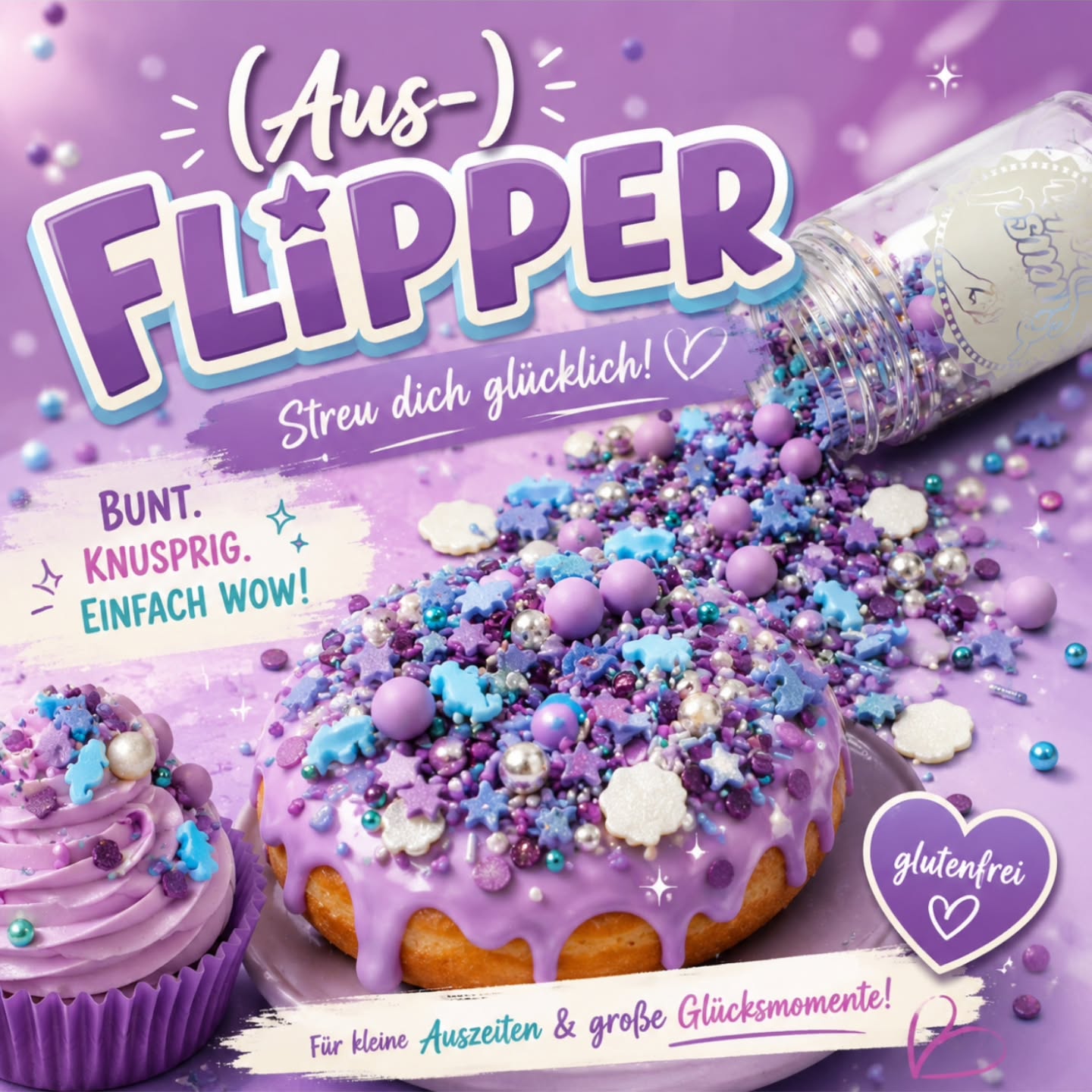 💜✨ Mit unserem Streuselmix (Aus-)Flipper wird jedes Gebäck zum Hingucker! Ob Donuts, Cupcakes, Torten oder Cookies – die traumhafte Mischung aus Lila-, Blau- und Glitzerelementen sorgt für magische Genussmomente. 🌟
Und das Beste: glutenfrei ❤️
Mach's bunt, mach's besonders und streu dich glücklich! 🎉🧁💜
#StreuselDealer #AusFlipper #glutenfrei #Streuselglück Streuselliebe