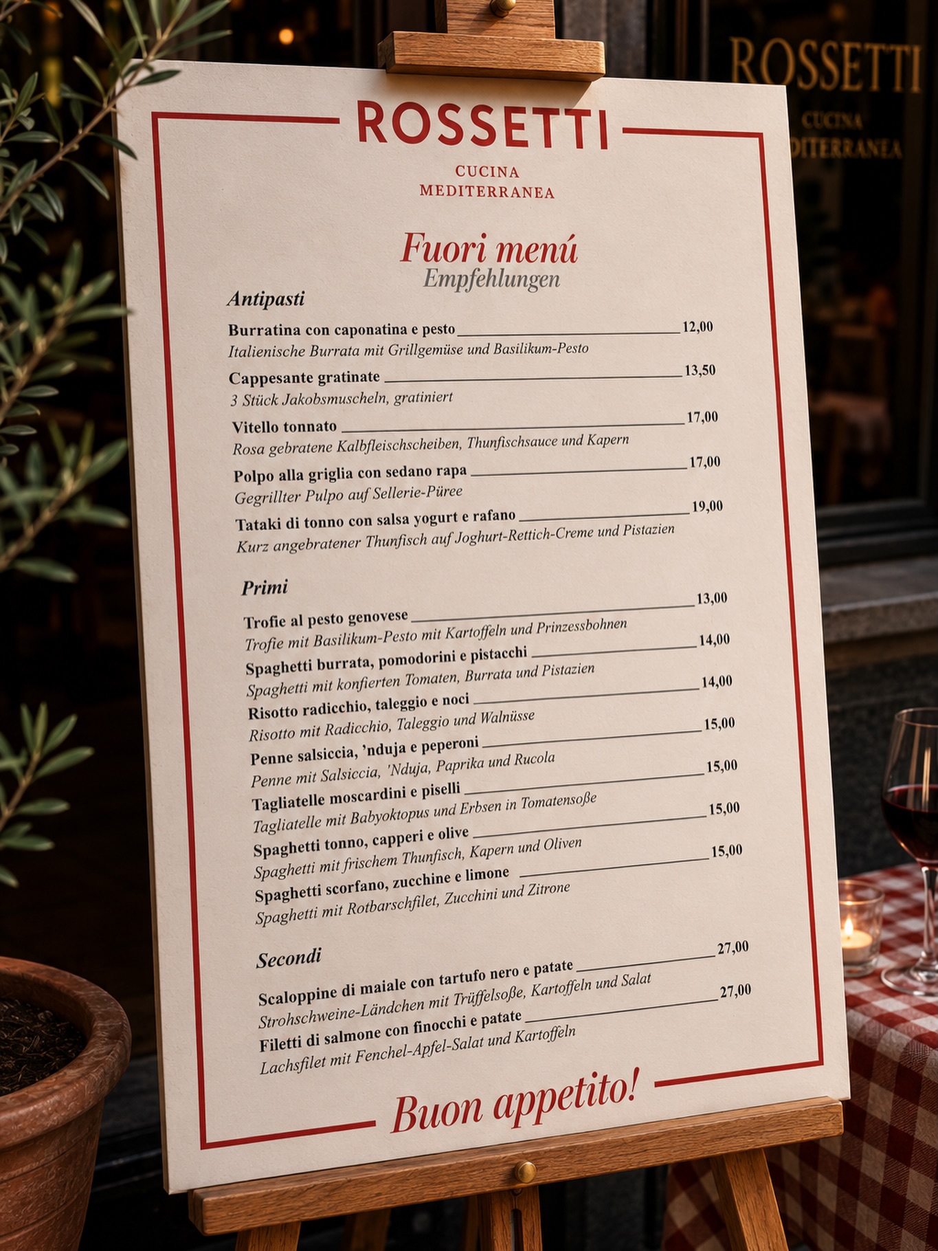 🍝 Unsere neue Monatskarte ist da! 🇮🇹
Lassen Sie sich von unserer aktuellen Empfehlungskarte überraschen und genießen Sie mediterrane Küche in besonderer Atmosphäre.
🍷 Perfekt für einen entspannten Abend mit Familie, Freunden oder zu zweit.
Kommen Sie vorbei und entdecken Sie unsere aktuellen Empfehlungen.
📍 Rossetti Passau
👉 Welche Spezialität würden Sie zuerst probieren? Schreiben Sie es in die Kommentare!
#italianfood #mediterraneküche #restaurant #pasta #rossetti