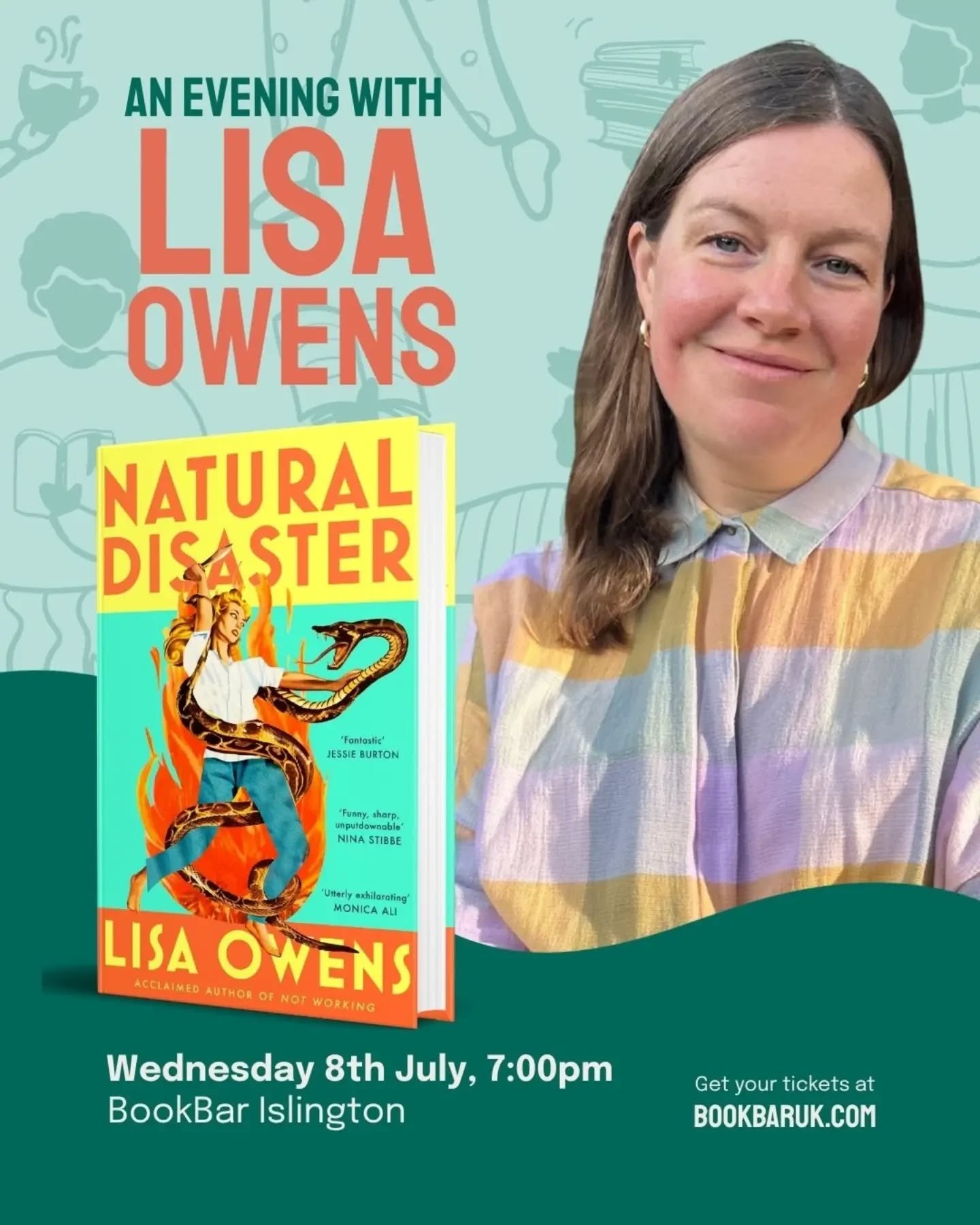 Announcing July events at BookBar!
After an action-packed June, we've got more treats in store for you next month, starting with a trio of iconic authors, from much-loved Vogue columnist and memoirist, Annie Lord, debut novelist Phil Melanson and Not Working author, Lisa Owens.
💫 Monday 6th July - @philmelanson with @poorsasquatch on Florenzer at BookBar Islington
💫 Wednesday 8th July - @lamowens on Natural Disaster
💫 Tuesday 14th July - @annielord8 on The Project
Tickets are on sale at our website now!