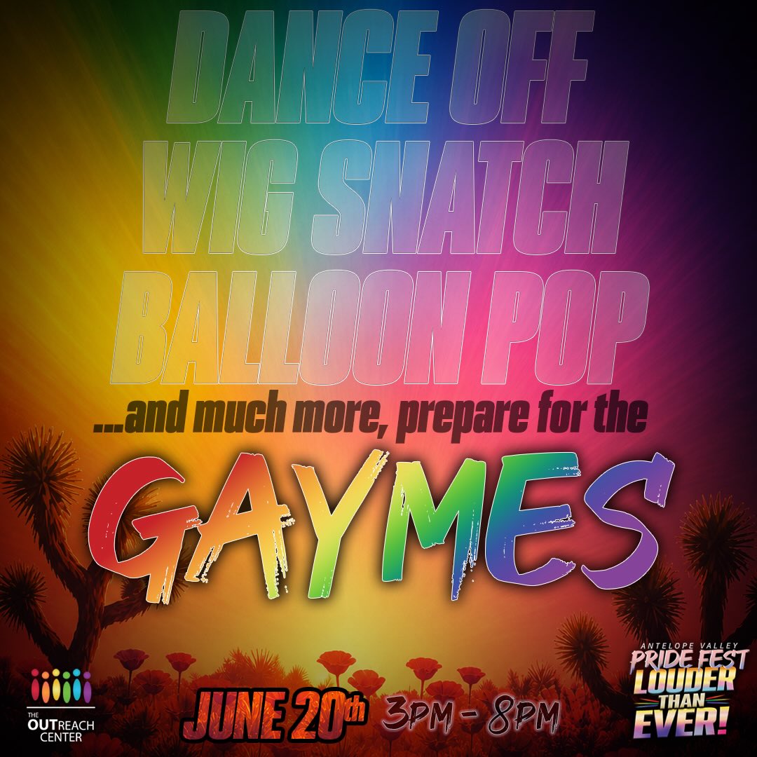๐๐ Get ready to PLAY at AV Pride Fest 2026! ๐๐
Weโre excited to announce the Pride GAYMES, a fun-filled activity zone where friendly competition, laughter, and community come together!
๐ Dance Off Challenges
๐ฏ Wig Snatch Balloon Pop
๐ Interactive Games & Activities
๐ Prizes and Bragging Rights
โจ And so much more!
Whether youโre competing with friends, cheering from the sidelines, or just looking to make new memories, the GAYMES area will be packed with opportunities to celebrate Pride, connect with community, and have fun.
Swipe to check out the official AV Pride Fest map and start planning your day! From the Main Stage and VIP Lounge to vendors, food trucks, the bar, Chill Zone, and GAYMES, thereโs something for everyone to enjoy.
๐ณ๏ธโ๐ AV Pride Festival 2026
๐
June 20, 2026
โฐ 3:00 PM โ 8:00 PM
๐ Cedar Avenue & Lancaster Blvd, Lancaster, CA
Whoโs ready to bring their competitive spirit and claim Pride GAYMES glory? ๐๐
#AVPride #AVPrideFest #Pride2026 #PrideGaymes #LouderThanEver AntelopeValley LGBTQ CommunityPride