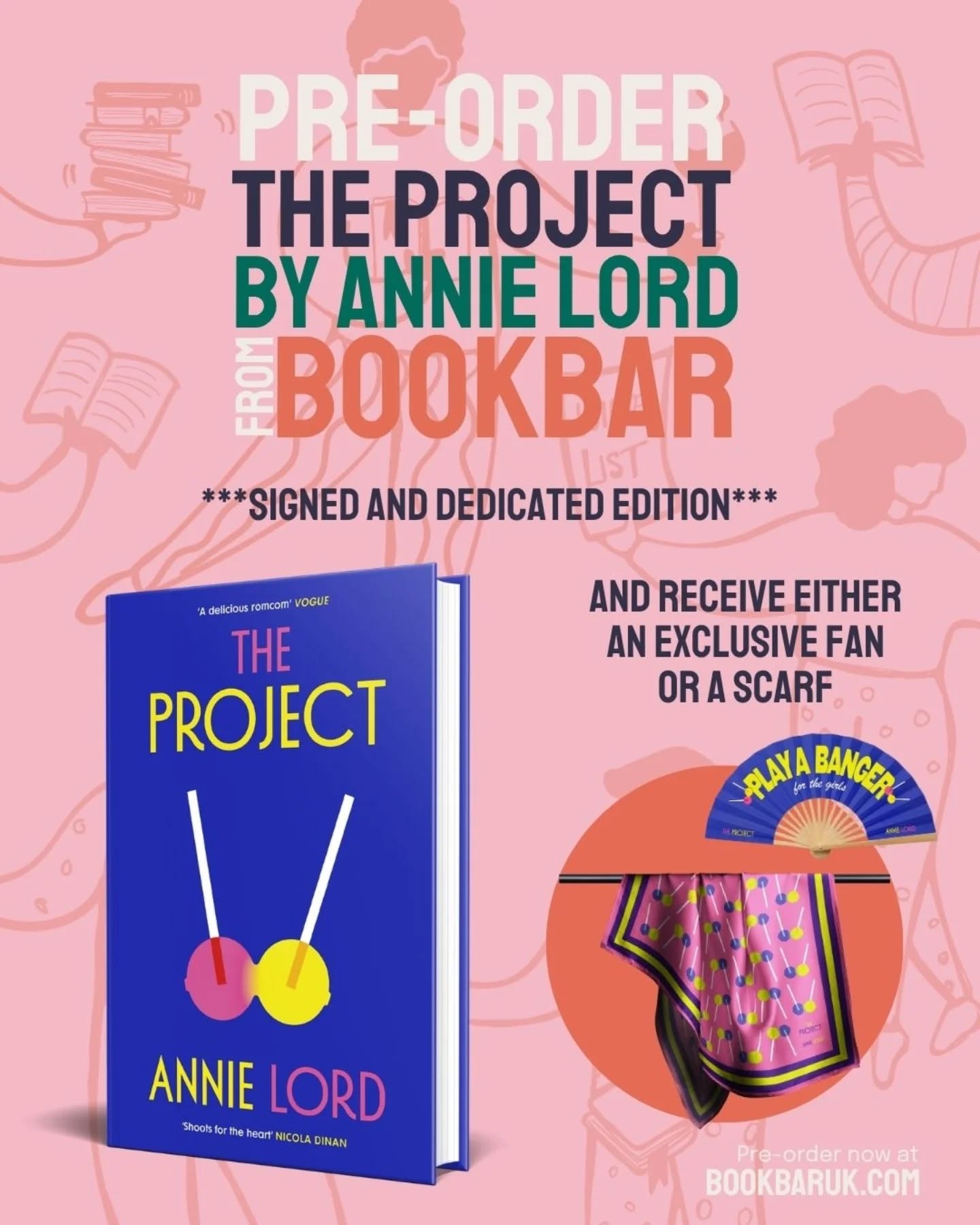 Exciting announcement!
The hottest romcom of the summer is nearly here: The Project by Annie Lord, Vogue dating columnist and author of acclaimed memoir Notes on Heartbreak. Billed as 'a romcom for messy girls everywhere' by Stylist, we know you're going to love hanging out with Daisy and Maya as they embark on a mission to radically reinvent modern dating.
We're partnering with Annie and her publisher Vintage to get you summer-ready, with exclusive-to-BookBar merch and signed and dedicated copies when you pre-order The Project with BookBar, plus a publication week event.
💫 Signed and dedicated copies of The Project by Annie, exclusively from BookBar when you pre-order
💫 Limited exclusive merch from BookBar when you pre-order The Project: choose between a scarf or a fan
💫 A publication week event at BookBar Chelsea on 14th July.
We'll be hearing from Annie about what makes the perfect romcom and how she went about writing her own, and whether it's possible - and even wise - to try to change a person into the 'perfect' partner. **Please note that merch is limited so it won't be available with event tickets but each ticket includes a copy of The Project that you'll be able to get signed by Annie on the night**
Head to our website via the link in our bio to grab your copies, merch and book your tickets! We can't wait for you to join The Project!