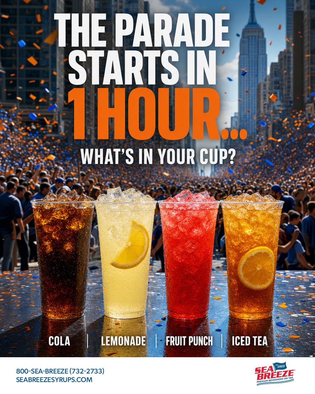 š Parade day.
What's in your cup?
Cola
Lemonade
Fruit Punch
Iced Tea
Drop your pick below š
Serving NY & NJ with premium beverages on tap since 1925.
Own a restaurant, bar, club, or foodservice business? See what Sea Breeze can do for your beverage program.
www.seabreezesyrups.com
#SeaBreezeSyrups #NYC #KnicksParade #WhatsInYourCup #BeveragesOnTap