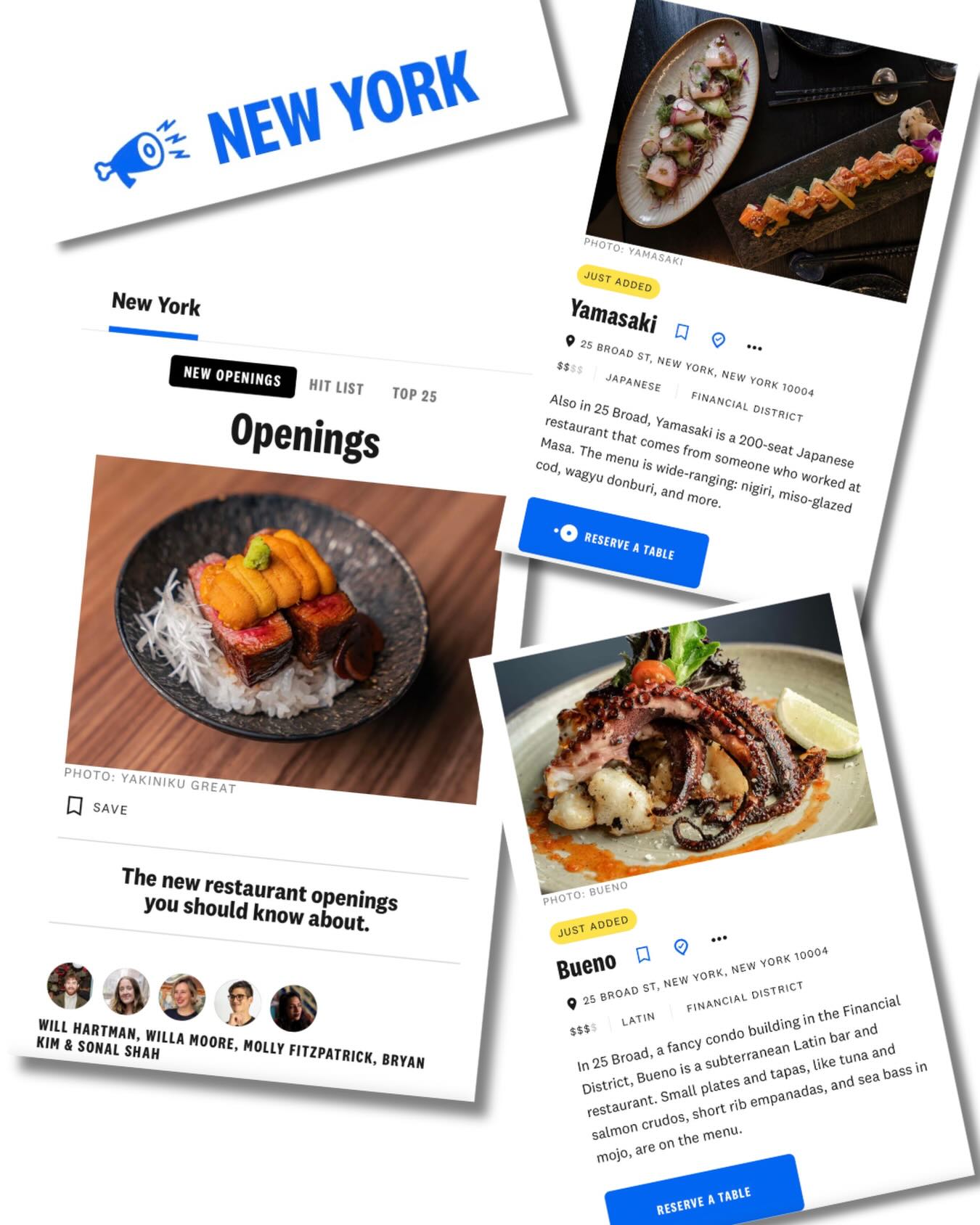 @infatuation_nyc announces the addition of @bueno_restaurantnyc and @yamasaki_restaurantnyc to NYC's dining scene.