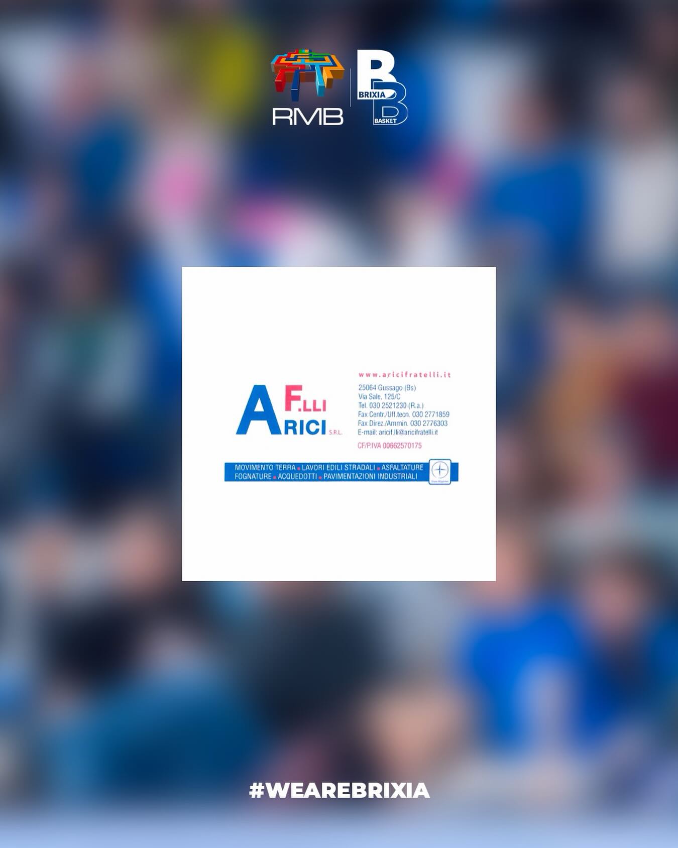 Arici Fratelli srl è una storica società bresciana con sede a Gussago fondata negli anni ’50.
La società è in possesso della certificazione ISO 9002/94 per la qualità, e dal gennaio 2002 della certificazione ISO 9001/2000 – VISION; nel novembre 2010 ottiene anche la certificazione ISO 9001/2008.
La dirigenza della società si è avvicinata al Brixia Basket da alcuni anni conoscendo la nostra realtà e le attività svolte in favore delle nostre giovani delle quali molte provenienti dal territorio della Franciacorta.
Anche quest’anno con grande slancio ed entusiasmo ci ha comunicato il sostegno per il prossimo anno sportivo.
Grazie alla Arici Fratelli che siamo orgogliosi di avere tra i nostri sponsor 🤍💙