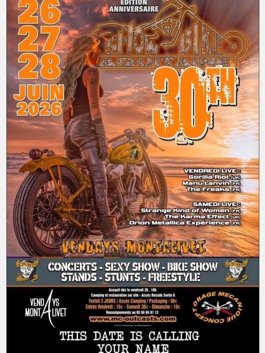 Rendez vous du we !!! @bijoux_sultiz sera au @showbikeaquitaine pour fêter les 30 ans !!!!! #showbikemontalivet #biker #montalivet #moto