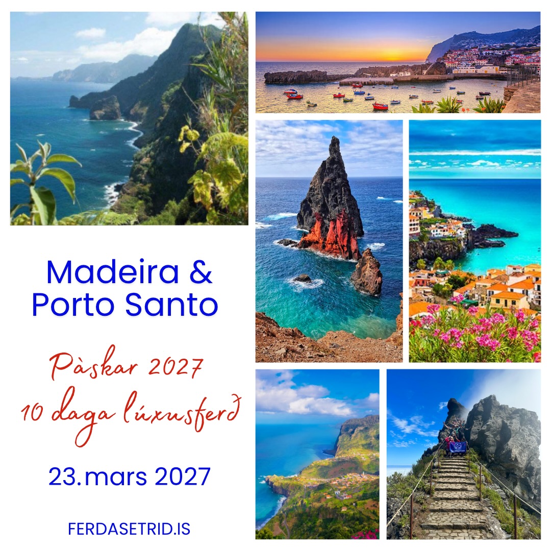 🌴✨ PÁSKAR 2027 – LÚXUSFERÐ TIL MADEIRA & PORTO SANTO ✨🌴
10 dagar í sól, slökun og dekri – ALLT INNIFALIÐ!
Upplifðu ógleymanlegt páskafrí á fallegustu eyjum Atlantshafsins. Njóttu grænnar náttúru, stórkostlegs útsýnis, gylltra stranda og fyrsta flokks þjónustu í glæsilegu umhverfi.
🌺 Í ferðinni færðu m.a.:
✨ 10 daga lúxusferð
✨ Vandaða gistingu á úrvals hótelum
✨ Allt innifalið – morgunmatur, hádegisverður og kvöldverður
✨ Drykkir innifaldir allan daginn
✨ Áfengir drykkir innifaldir 🍷🍹
✨ Madeira – eyjan sem heillar með náttúru og menningu
✨ Porto Santo – róleg strandparadís með gylltum sandi
✨ Tíma til að slaka á, njóta og láta dekra við sig
🏝️ Þetta er ferð fyrir þá sem vilja hafa allt á einum stað – engar áhyggjur, bara sól, góður matur, fallegt umhverfi og góðar stundir.
📅 Páskar 2027
✈️ 10 dagar
💎 Lúxus + allt innifalið
🌞 Gefðu þér páska sem þú átt eftir að muna – Madeira & Porto Santo bíða þín! Hægt að lesa nánar hér 👉 https://www.ferdasetrid.is/madeira27