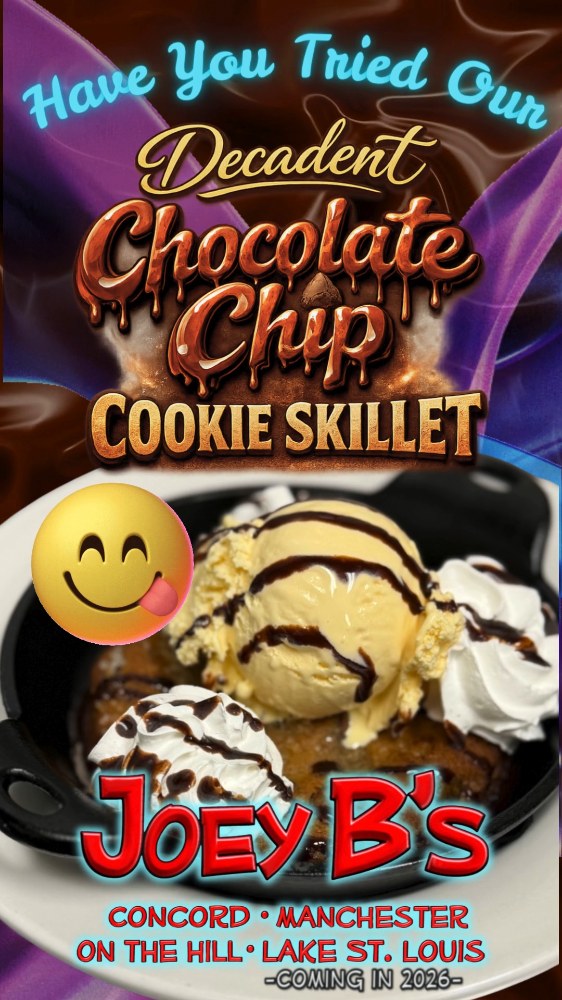 The perfect shareable dessert or keep it all to yourself. Joey B’s chocolate chip cookie skillet -even better when it's topped with vanilla ice cream!
#JoeyBs #DessertTime #CookieSkillet #ShareOrDont #IceCreamTop #SweetTreats #FoodieMoment #DessertFirst #TreatYourself #Yum
