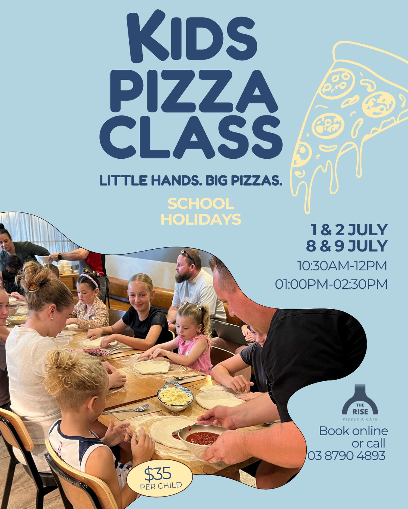 School Holidays are almost here… and our Kids Pizza Classes are back! 🍕
A crowd favourite from last year, our little pizzaiolos will once again be rolling up their sleeves for a hands-on pizza-making adventure.
Flour on the bench. Cheese everywhere. Just how we like it.
Drop the kids off and enjoy 90 minutes to yourself while we take care of the fun (and the mess). They’ll stretch dough, choose their toppings and create their very own woodfired pizza to enjoy.
🍕 Hands-on pizza making
🥤 Soft drink included
👧 Suitable for kids 5+
💰 $35 per child
The perfect school holiday activity for kids who love getting creative in the kitchen.
Limited spots available and sessions are expected to fill quickly. Book now via the link in bio.
#kidsholiday#kidsactivites#schoolholidays#pizzaclass