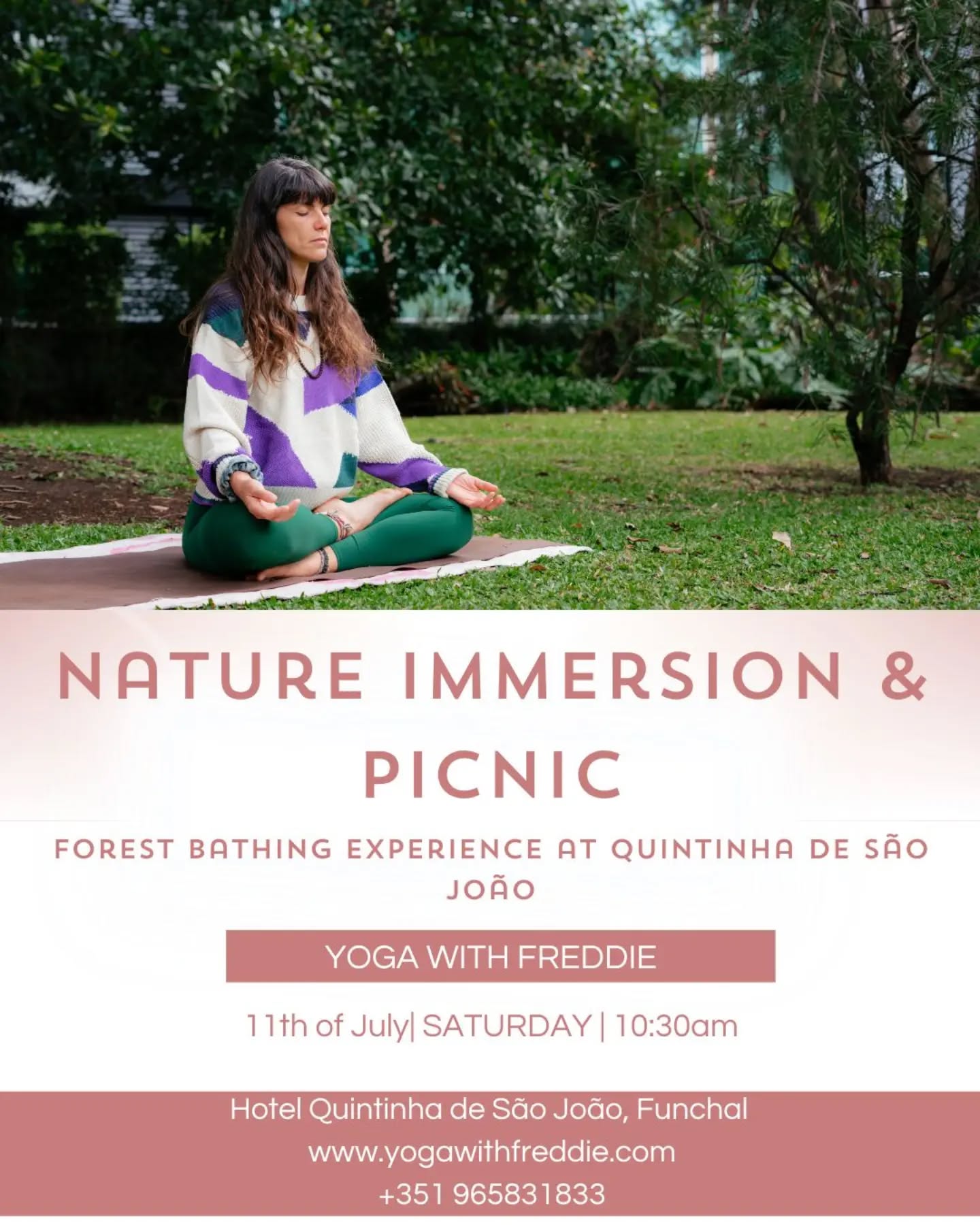 NATURE IMMERSION & PICNIC
Forest Bathing Experience at Quintinha de São João
July 11th | 10:30 AM |
Treat yourself to a morning of slowing down, reconnecting, and immersing yourself in nature.
Join us for a Forest Bathing (Nature Immersion) experience, inspired by the Japanese practice of Shinrin-Yoku. This gentle and mindful activity invites you to slow down, awaken your senses, and cultivate a deeper connection with the natural world around you.
During this guided experience through the beautiful gardens and green spaces of Quintinha de São João, you will be invited to explore simple mindfulness, breathing, and sensory awareness practices designed to help reduce stress, restore energy, and enhance overall well-being.
After the session, we will gather for a relaxing picnic outdoors, offering an opportunity to connect, share, and enjoy the calm and presence cultivated throughout the morning.
✨ What’s included:
- Guided Forest Bathing (Nature Immersion) session
- Mindfulness and nature-connection practices
- Outdoor picnic in a peaceful setting organized by the hotel
📍 Location: Quintinha de São João
📅 Date: July 11th
🕥 Time: 10:30 AM
💰 Price: €40 per person
Limited spaces available. Advance booking is recommended. 🌿🧺✨
