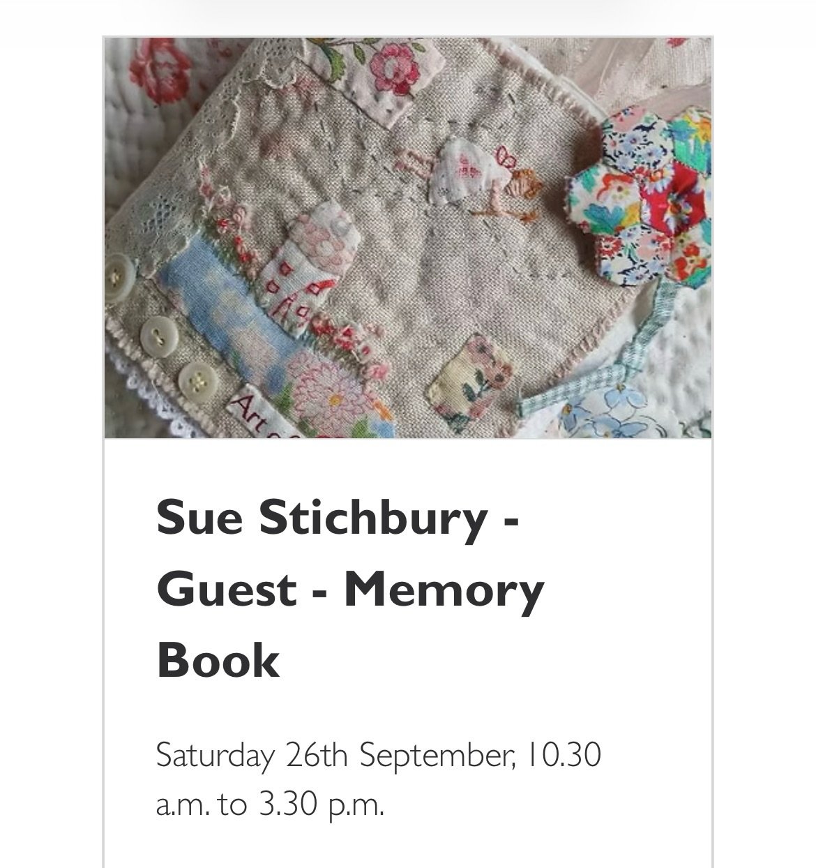 I am so thrilled to be welcoming Sue Stichbury of @calicoandstitch to the studio!
The one day workshop coincides with the beautiful exhibition by @curtainstocouture, Small Beginnings, Great Expectations, and The Lost Jackets.
Guided by Sue, we will be stitching Fabric Memory Books whilst gazing on the gorgeous artworks before us in the studio. There will be a generous kit provided by Sue with plenty to get you started, combined with any personal treasures you might like to include, like fabric, ribbon, or ephemera.
Head to the Little House of Victoria website to book your place.
#calicoandstitch #mossley #fabricmemorybook