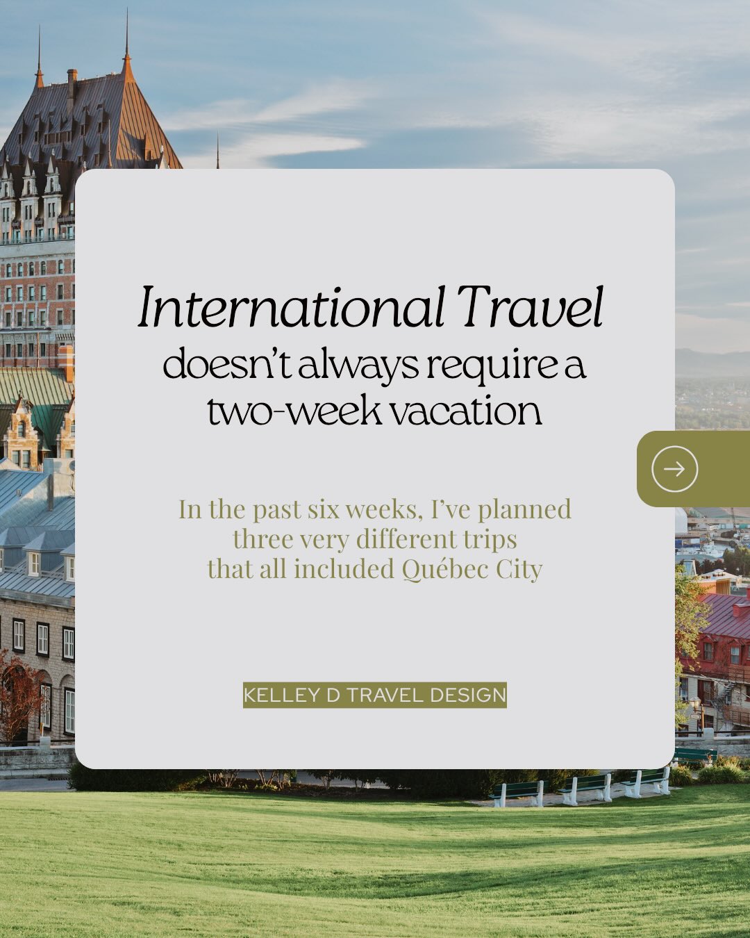 Over the past six weeks, I’ve planned three completely different trips that all included Québec City.
A Maine road trip. A long-awaited mother-daughter getaway. A long weekend escape.
What I love most about this destination is that it challenges the idea that international travel has to be complicated, expensive, or require weeks away from home.
Québec City feels distinctly different from anywhere else in North America, yet it’s remarkably easy to incorporate into a variety of travel styles.
If you’ve been waiting for the “right time” to take an international trip, this might be your reminder that it doesn’t always have to be a big trip to be a meaningful one.