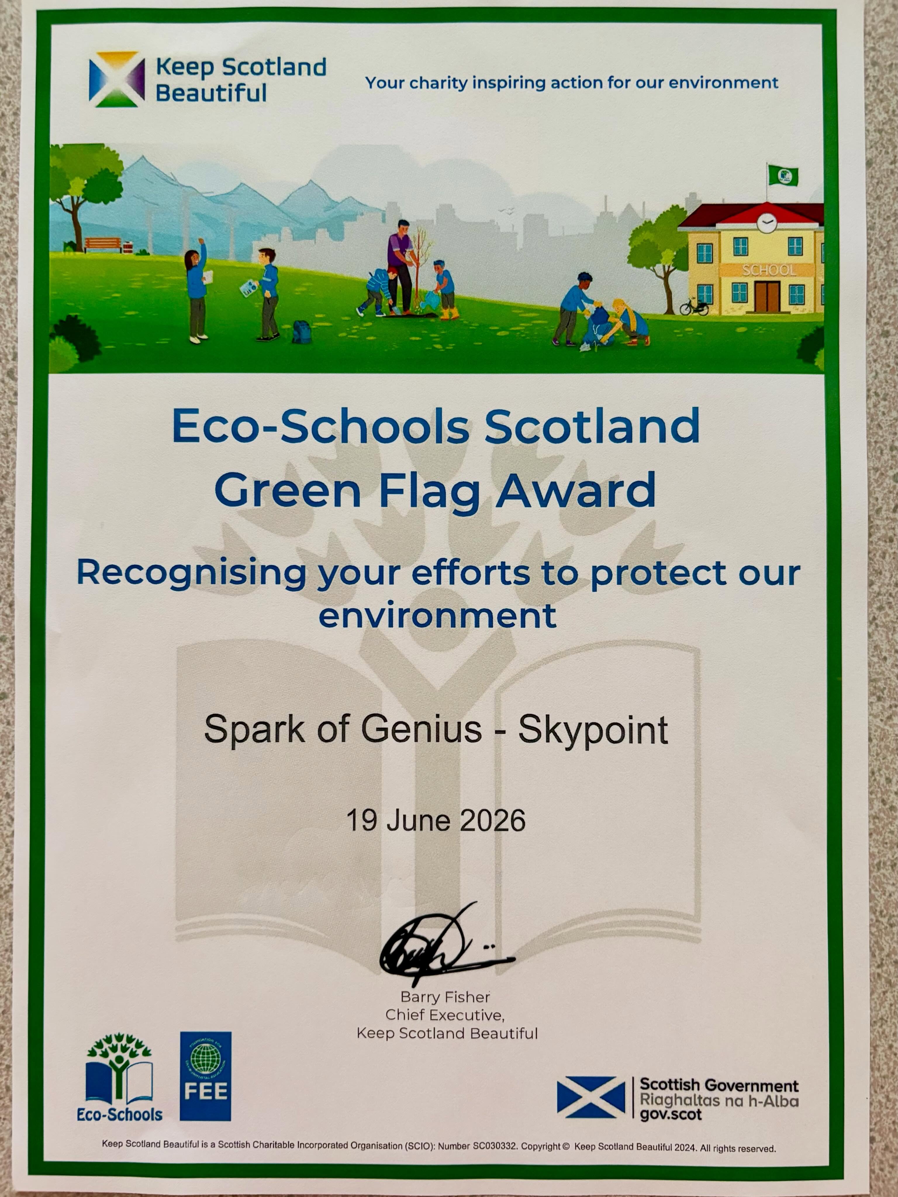Delighted to say we have achieved our 3rd Green Flag Award for our efforts to protect the environment. Well done to all our pupils for their hard work. We’re already looking forward to our next action plan #ksbscotland #ecoschool #globalgoals #childrensrights