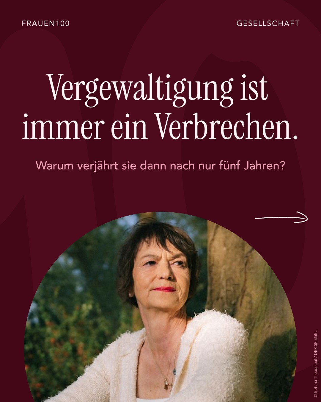 67 Mal wurde Claudia Wuttke von ihrem damaligen Partner missbraucht – über Jahre hinweg, während sie schlief, bewusstlos oder wehrlos war.
Doch vor Gericht konnten nur 2 von 67 Taten verhandelt werden. 65 Taten sind verjährt.
Das Gesetz enthält eine Schutzlücke: Vergewaltigungen an schlafenden, bewusstlosen oder anderweitig wehrlosen Menschen können bereits nach fünf Jahren verjähren.
Gerechtigkeit braucht Zeit. Betroffene brauchen Schutz. Das Gesetz muss beides gewährleisten.
Was Du tun kannst:
Unterschreibe und teile die Petition: innn.it/ungebrochen
Unterstütze das Crowdfunding: goodgrowd.org/ungebrochen
#frauen100 #ungebrochen #claudiawuttke
