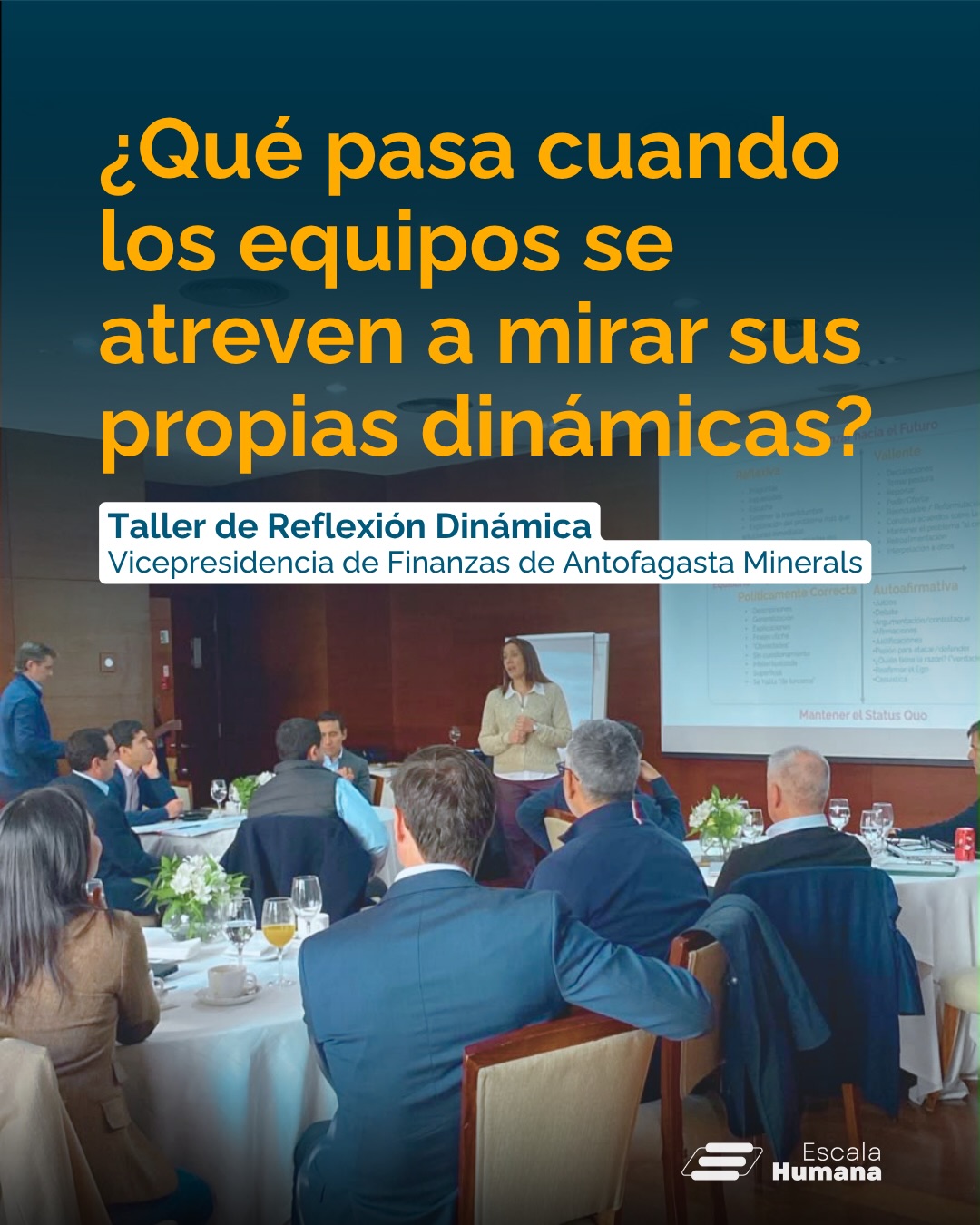 Creemos que los equipos evolucionan cuando se atreven a detenerse y mirar cómo están trabajando juntos. 🤔
No basta con definir objetivos o cambiar estructuras. El verdadero cambio ocurre cuando aparecen conversaciones nuevas, cuando se desafían las dinámicas de siempre y cuando el equipo construye nuevas formas de coordinarse y avanzar.
Esta semana trabajamos justamente eso en un Taller de Reflexión Dinámica junto a la Vicepresidencia de Finanzas de Antofagasta Minerals.
En Escala Humana diseñamos procesos que combinan diagnóstico, liderazgo y trabajo en equipo para ayudar a las organizaciones a adaptarse, evolucionar y prepararse para los desafíos que vienen.
Gracias por la confianza @antofagasta_minerals 🙌