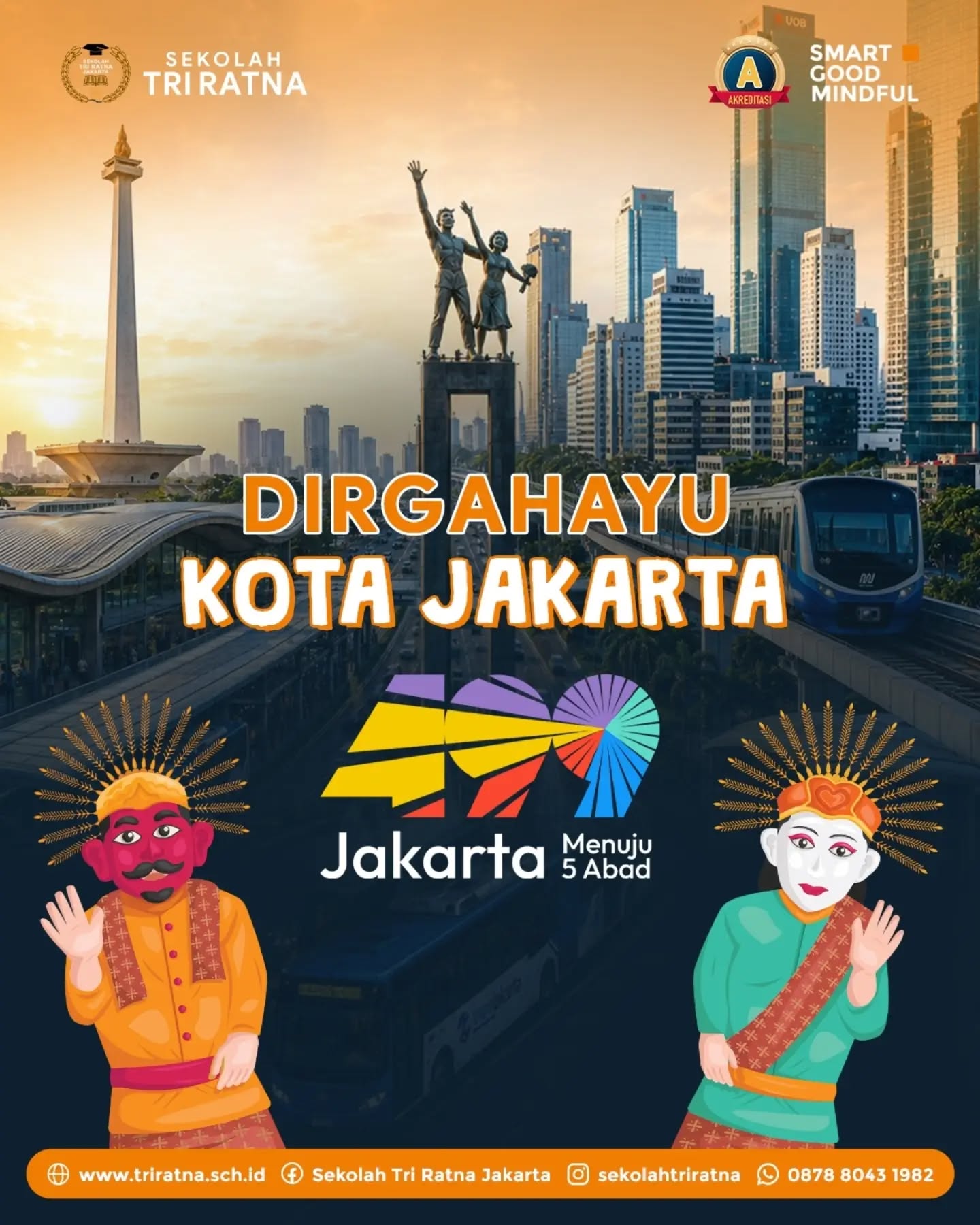 Selamat Ulang Tahun Kota Jakarta ke-499 Tahun! 🎉
Dari sejarah yang panjang hingga menjadi kota metropolitan yang penuh inovasi, Jakarta terus bergerak, tumbuh, dan bertransformasi menjadi rumah bagi jutaan harapan.
Mari bersama menjaga keberagaman, merawat budaya, dan terus berkontribusi untuk Jakarta yang semakin maju, modern, dan berdaya saing.
Jakarta hari ini, untuk masa depan yang lebih baik.
“Mentari pagi menyinari kota,
Gedung tinggi berdiri megah.
Selamat ulang tahun Jakarta,
Terus bertumbuh menjadi indah”
SMART • GOOD • MINDFUL
#sekolahjakarta #sekolahbuddhajakarta #sekolahtriratna #sekolahjakartabarat #jakarta