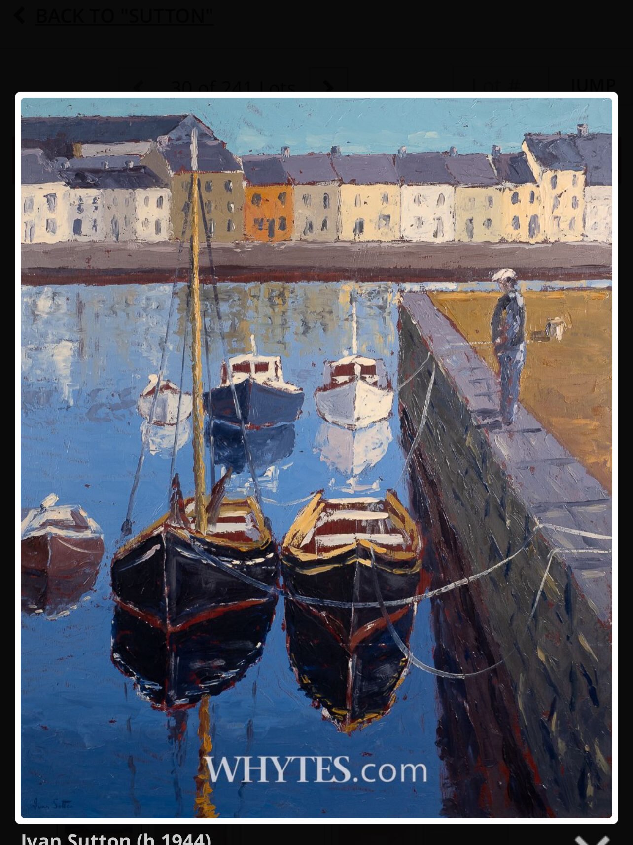 Sold. . Lot 30. Whytes Art Auction.” Gleoiteogs- small Galway Hookers , Claddagh, Galway City”Online bidding open.