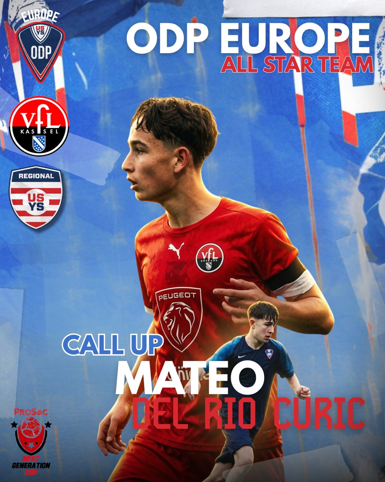 Mateo has earned his place on the ODP All-Star Team. After a strong season, he’s ready to represent the ODP Europe All-Stars at the Next Generation Cup