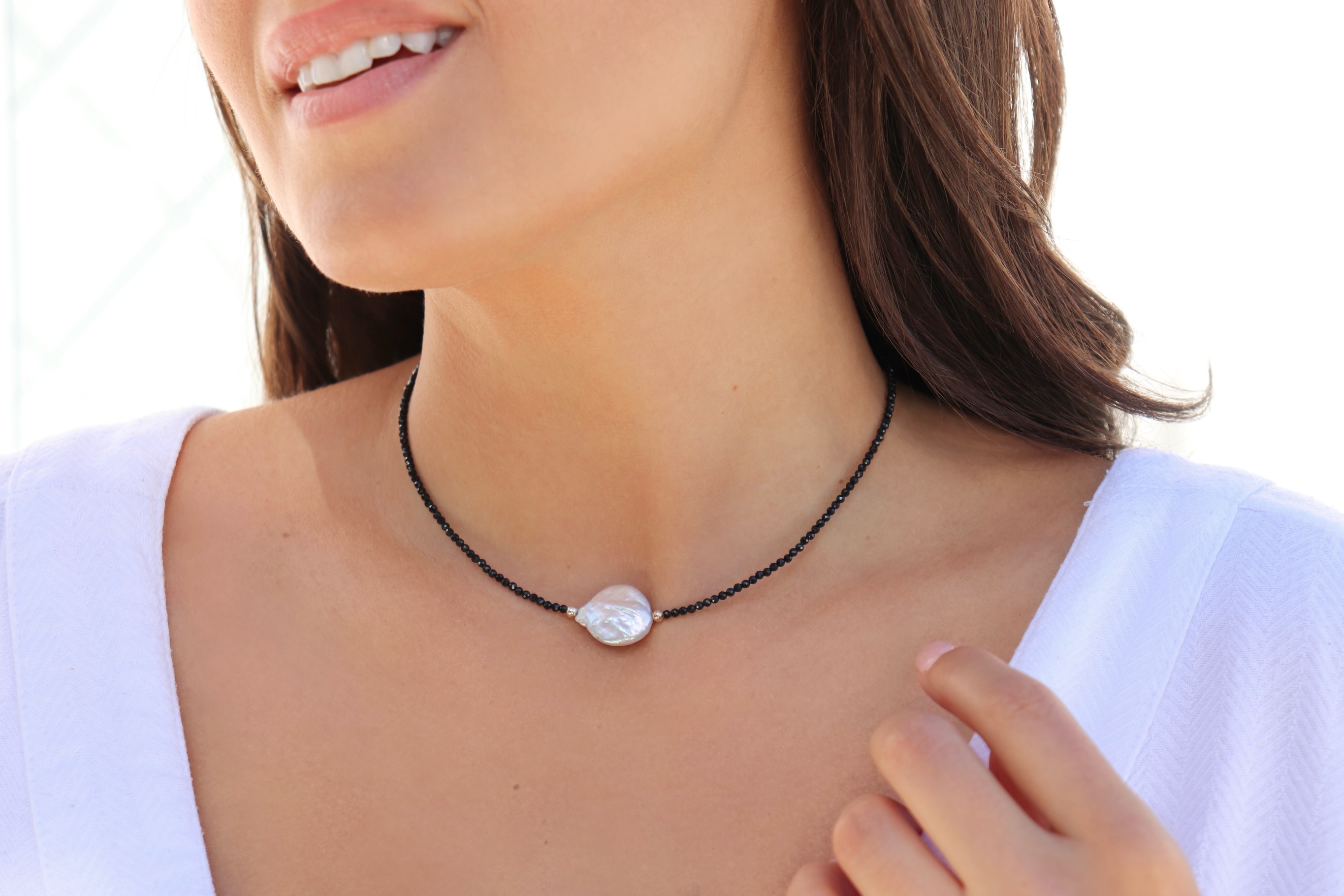 Worn on repeat: Mystic necklace in black spinel with a genuine keshi coin pearl at the center 🖤🐚
Shop summer staples at www.kayliedawn.com or stock your boutique via our Faire storefront at www.faire.com/direct/kayliedawn ✨
#jewelry #jewelryonrepeat #coinpearls