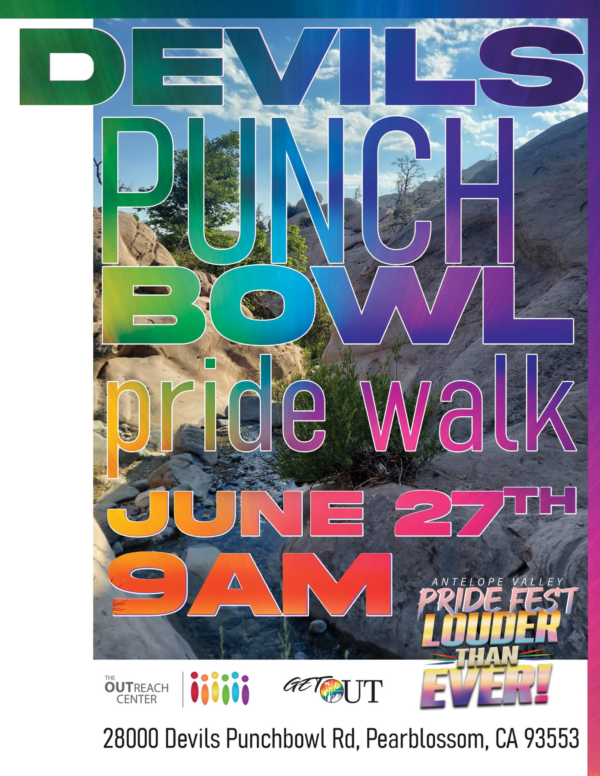 ๐ฅพ๐ Lace up your hiking boots and celebrate Pride with us in the great outdoors! ๐๐ฅพ
Join us for the Devils Punch Bowl Pride Walk as we come together for a morning of community, connection, and breathtaking views. Whether youโre an experienced hiker or just looking for a fun way to celebrate Pride, everyone is welcome!
๐
Saturday, June 27
๐ 9:00 AM
๐ Devils Punch Bowl County Park
28000 Devils Punchbowl Rd, Pearblossom, CA 93553
Bring your friends, family, plenty of water, sunscreen, and your Pride spirit! Letโs close out Pride Month by showing that love, inclusion, and community can be celebrated everywhereโeven on the trail. ๐๐ณ๏ธโ๐
Tag your hiking buddy below and let us know youโll be there! โฌ๏ธ
#AVPride #PrideWalk #DevilsPunchBowl #AntelopeValleyPride #TheOUTreachCenter