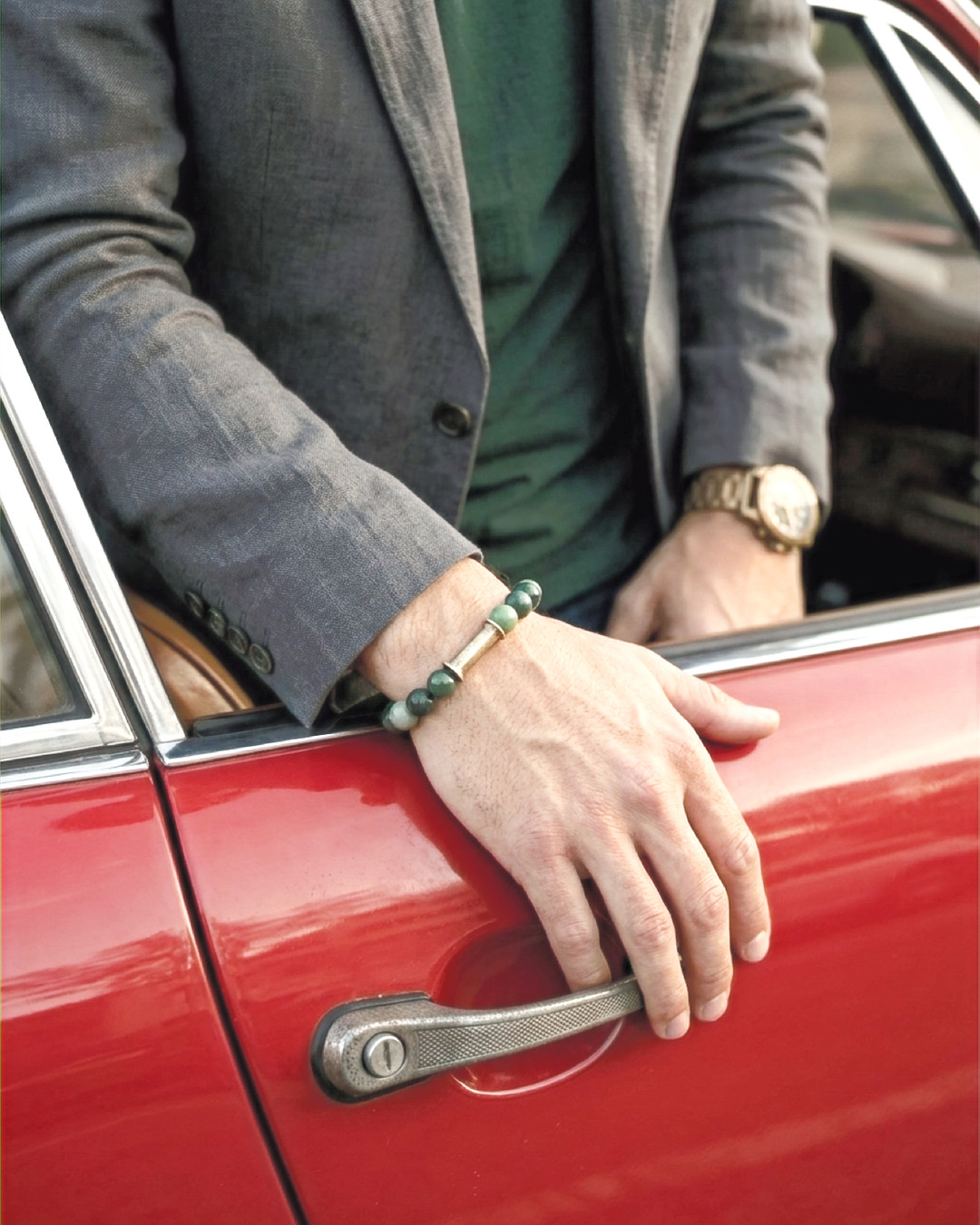 Verdant — 10mm Burmese jade, antique silver detail, unapologetically masculine. Perfect for larger wrists and minimalist statements. Link in Bio #MensJewelry #Jade #Bracelet #NoirByQuarry #StatementAccessory