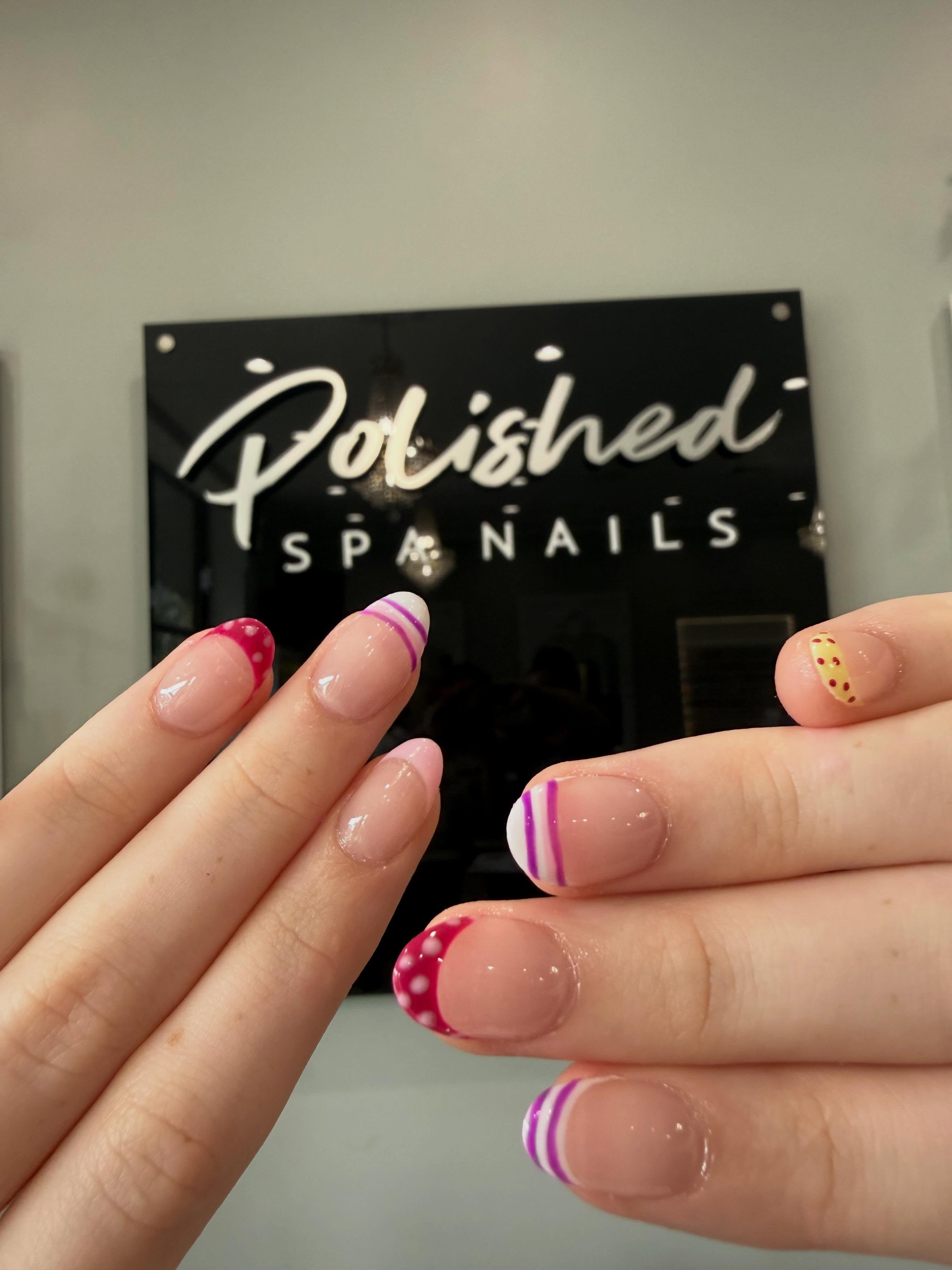 French Tip Nails ๐ฉท๐๐๐บ #nailsnailsnails #polishedspanails #frenchtipnails