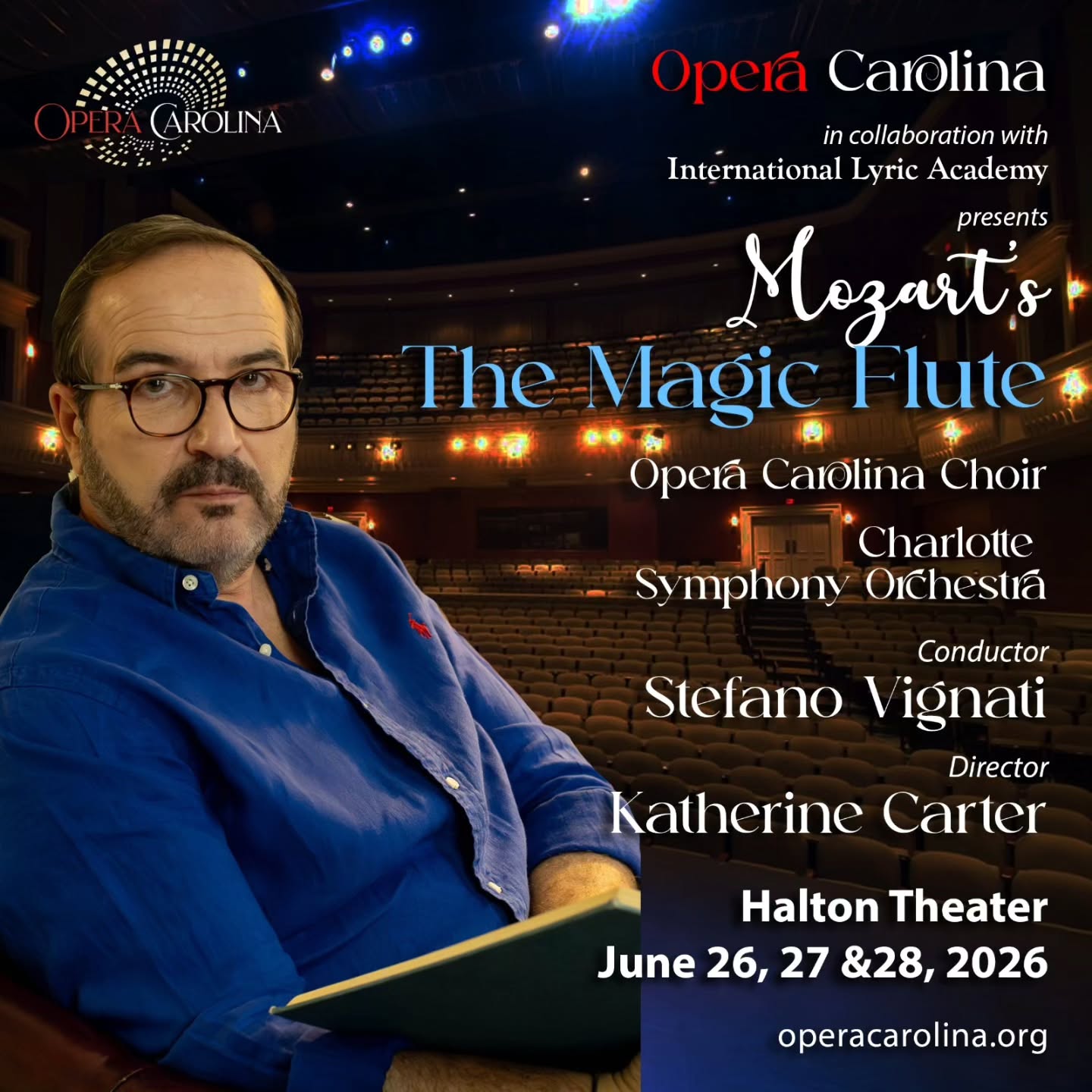 OPENING WEEKEND!
Mozart's The Magic Flute
đ Halton Theater
đď¸ Friday, June 26 â 8:00 PM
đď¸ Saturday, June 27 â 8:00 PM
đď¸ Sunday, June 28 â 2:00 PM
An unforgettable journey of magic, love, and breathtaking music awaits!
đď¸ Get your tickets today at operacarolina.org
#maestro #stefanovignati #conductor #opera #operacarolina