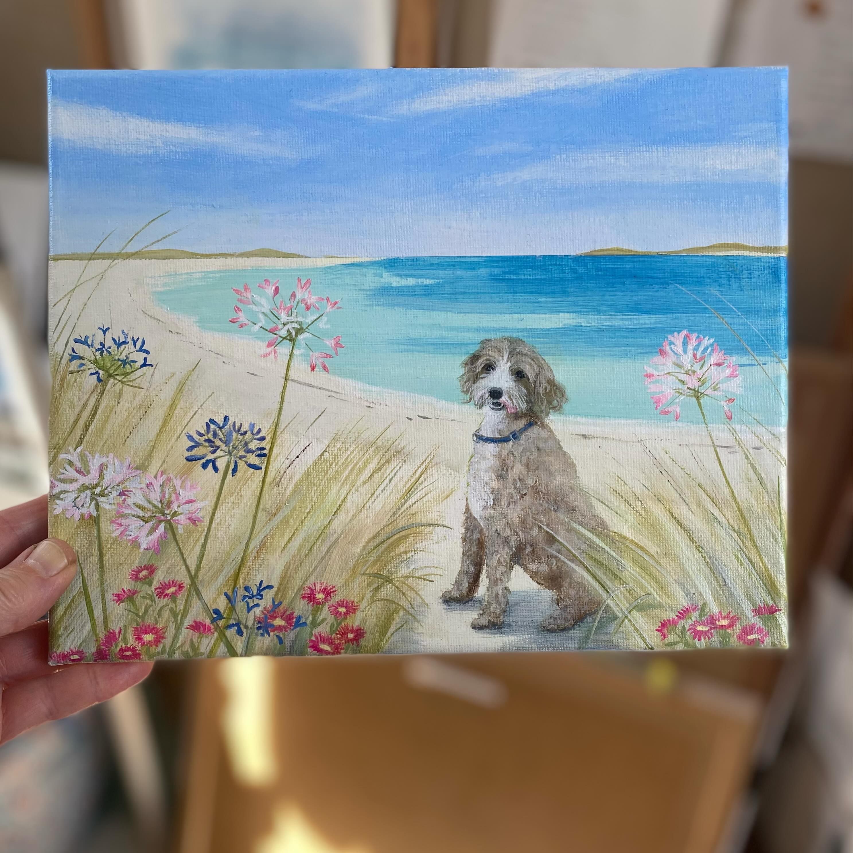 Here’s another little commission I completed recently 🩵
‘Pooh’ on his favourite beach on the Scillies
Hot in the loft today!! All blinds down 😁 and the fan is on. Will def be jumping in that sea later ! 💦
Happy weekend 🤗
.
.
.
.
#dogcommission #dogpainting #scillies #dogart #fridayfluff