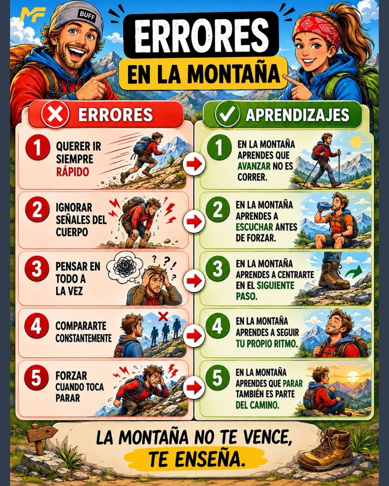 La montaña tiene una forma curiosa de enseñarte cosas que luego sirven fuera de ella.
Te enseña que ir más rápido no siempre te lleva más lejos.
Que escuchar al cuerpo es más inteligente que ignorarlo.
Que no necesitas compararte con nadie para avanzar.
Que parar no es fracasar.
Y que muchas veces el siguiente paso es más importante que la meta.
Por eso algunas de las mejores lecciones de la montaña no tienen nada que ver con la montaña.
Tienen que ver con cómo vivimos.
⛰️ Si alguna vez necesitas recordar estas 5 lecciones, guarda este post para volver a él cuando lo necesites.
#televiajar
